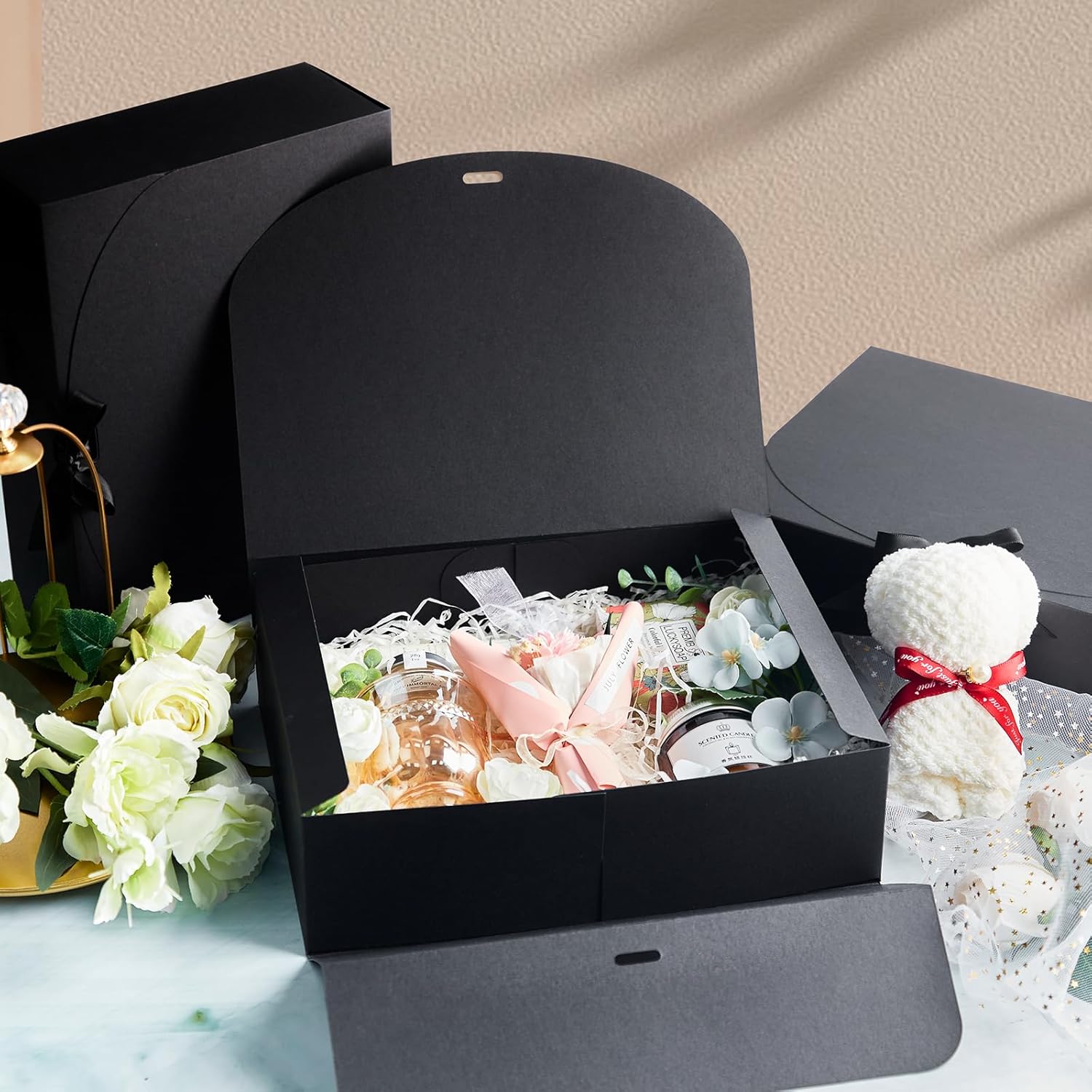 Kucoele 15 Piece Gift Boxes with Lids Black
