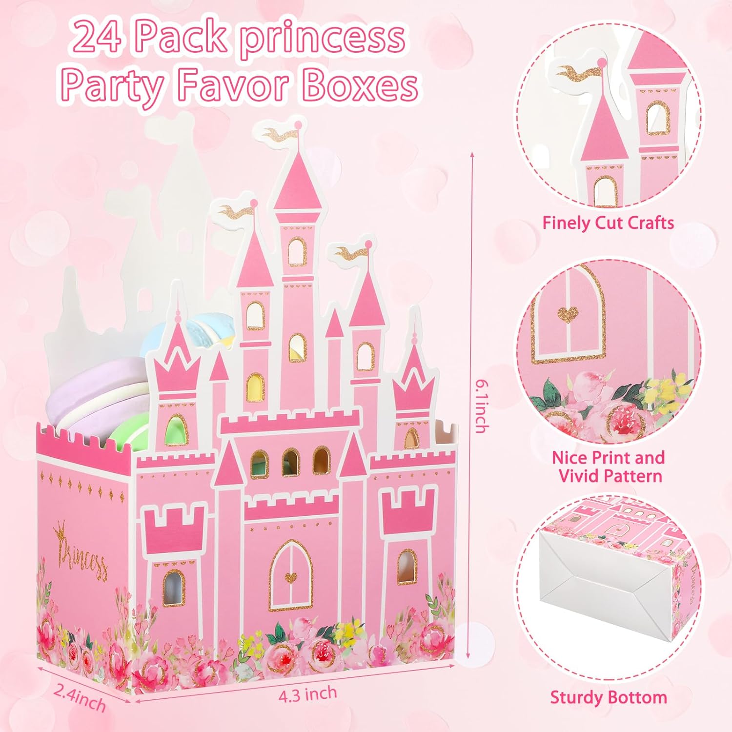 Outus 24 Piece Pink Princess Castle Favor Bags