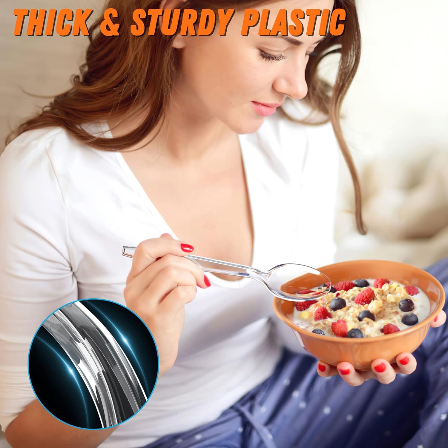 Dipoo 360pc 68 Inch Clear Plastic Spoons Heavy Duty BPA Free