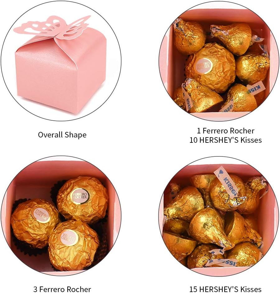 Kslong 50pcs Pink Butterfly Favor Boxes