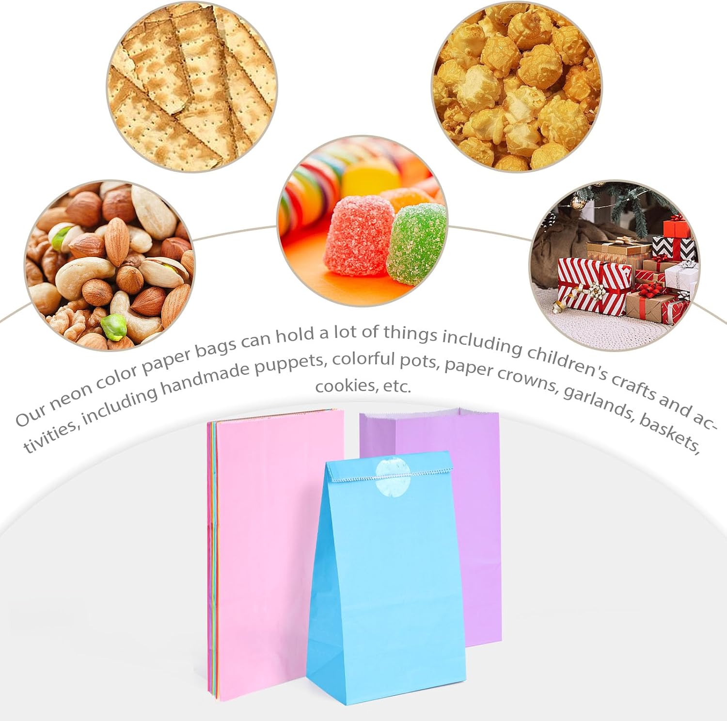 VGOODALL 24PCS Colored Party Bags with Stickers