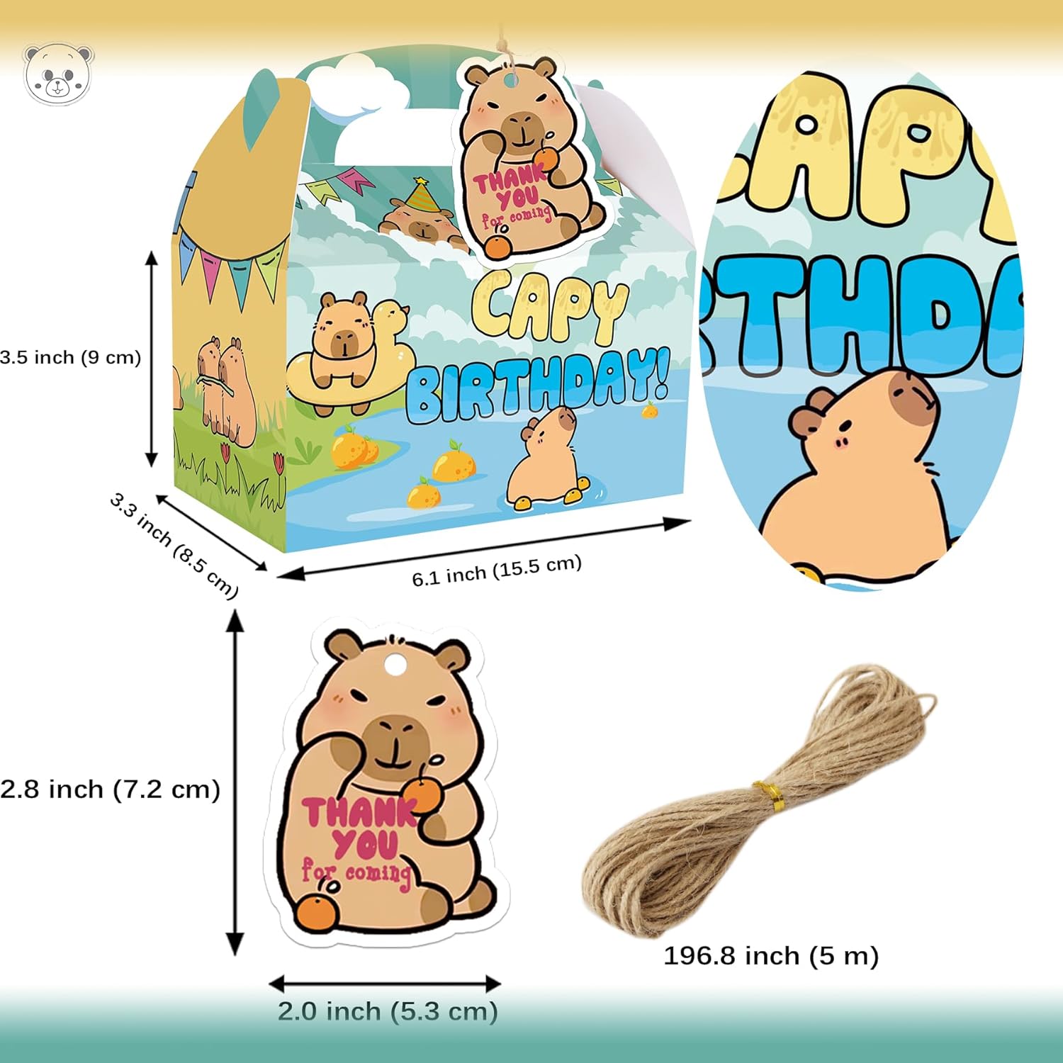 Capybara Party Favor Boxes 12 Pcs Gift Set