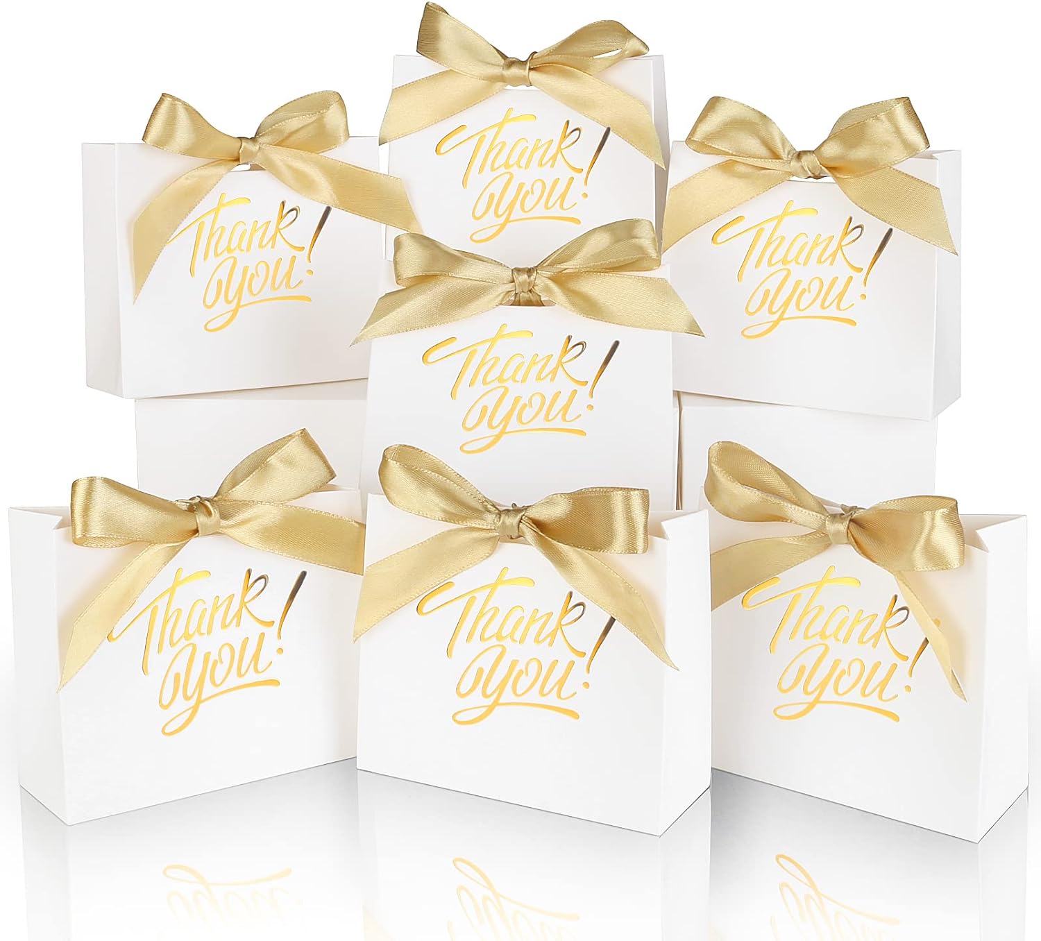 60 Pack Mini Thank You Gift Bags with Gold Foil Print