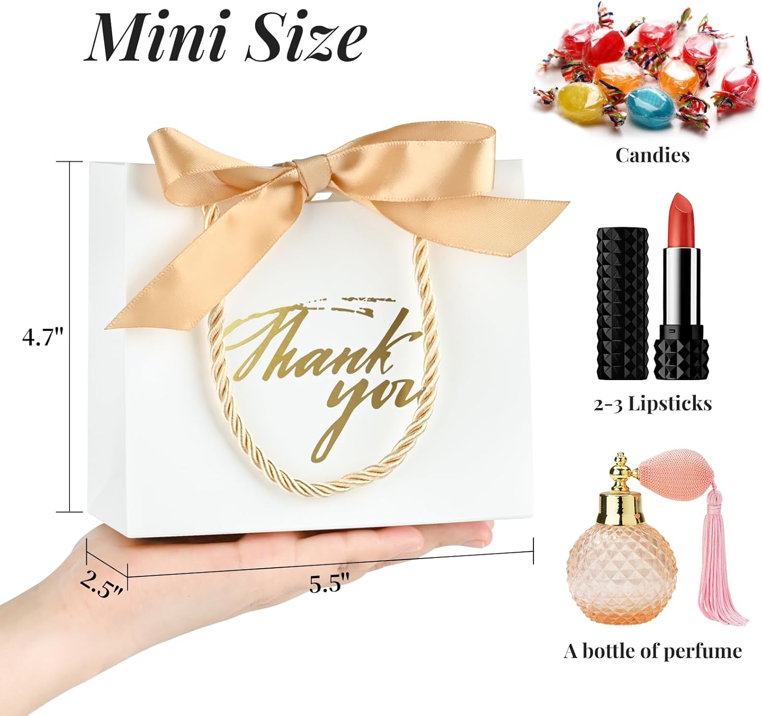 Mauproy 20 Pack Small Thank You Gift Bags with Handles and Ribbons