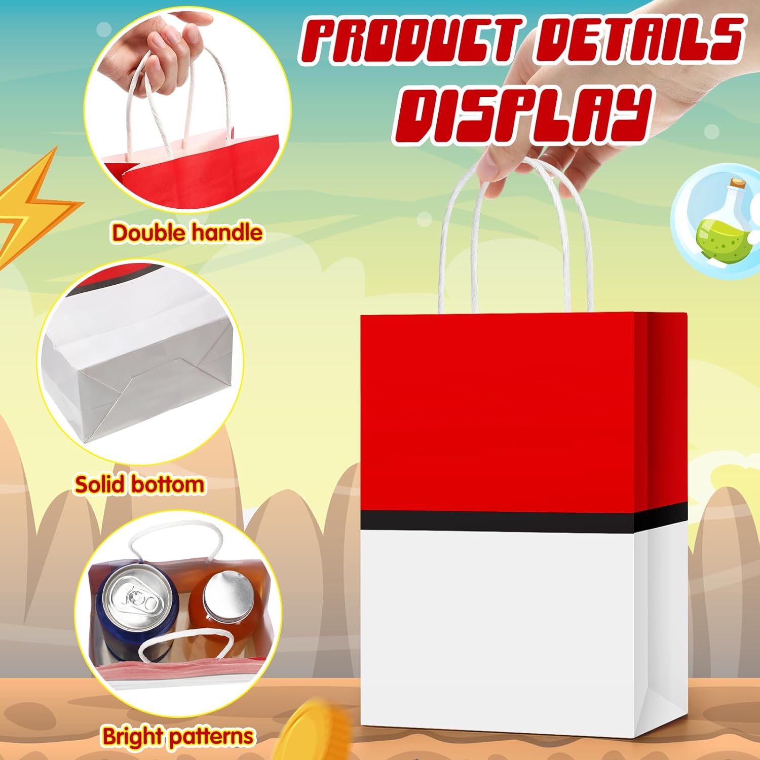 Locmeo 12 Pcs Cartoon Animation Birthday Gift Bags with Handle
