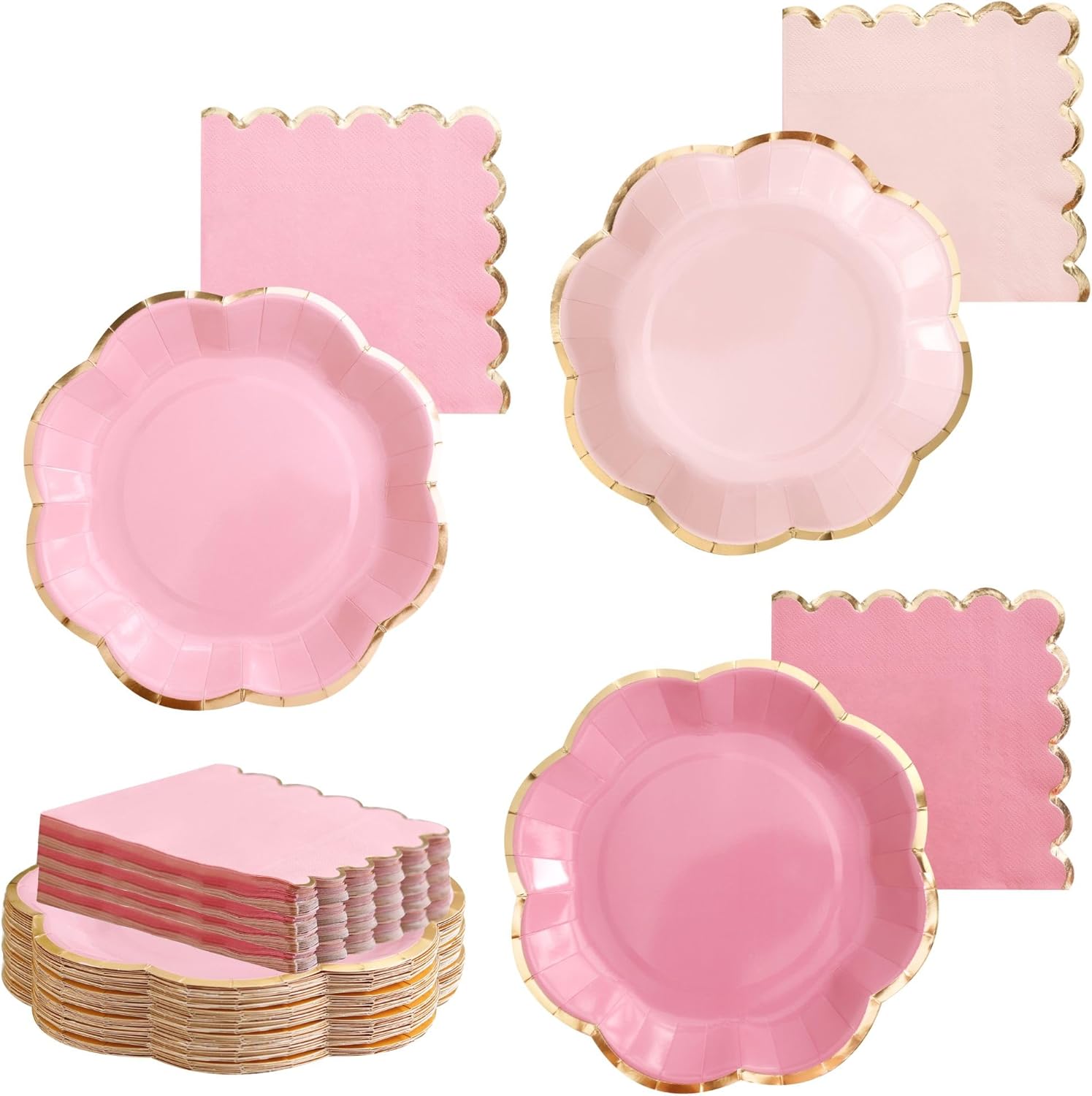 Winoo Design Pink Floral Plates and Napkins Set