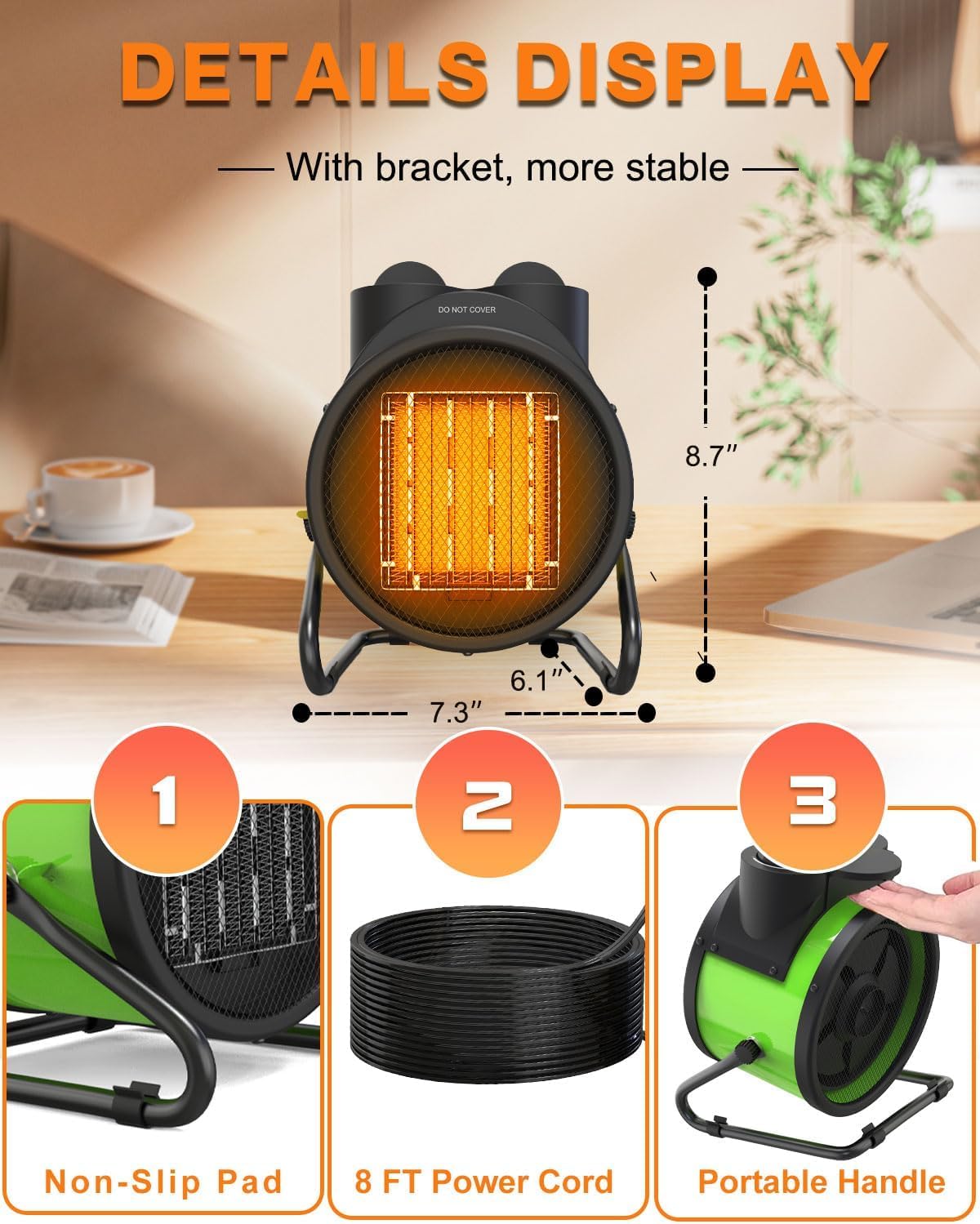 AOBMAXET 1500W PTC Electric Outdoor Heater