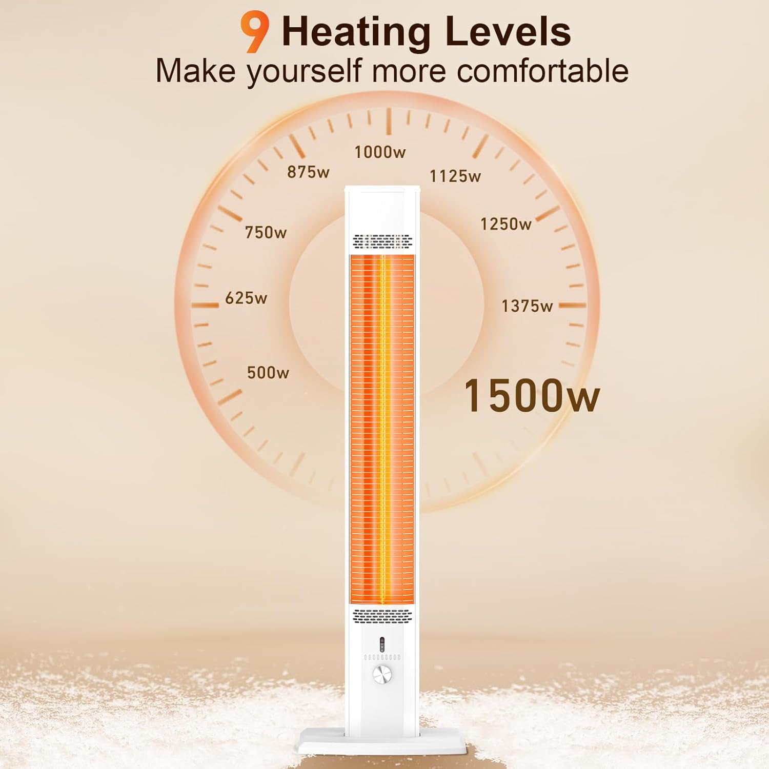 BIESQYA 1500W Infrared Patio Heater with Remote and 9 Heat Levels