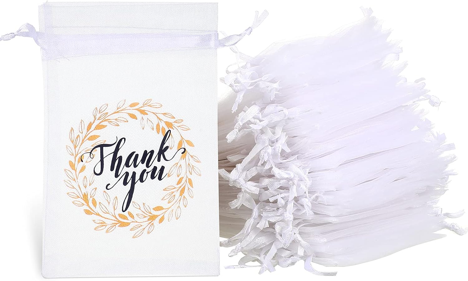 Shappy 100 Pcs Thank You Organza Bags with Drawstring