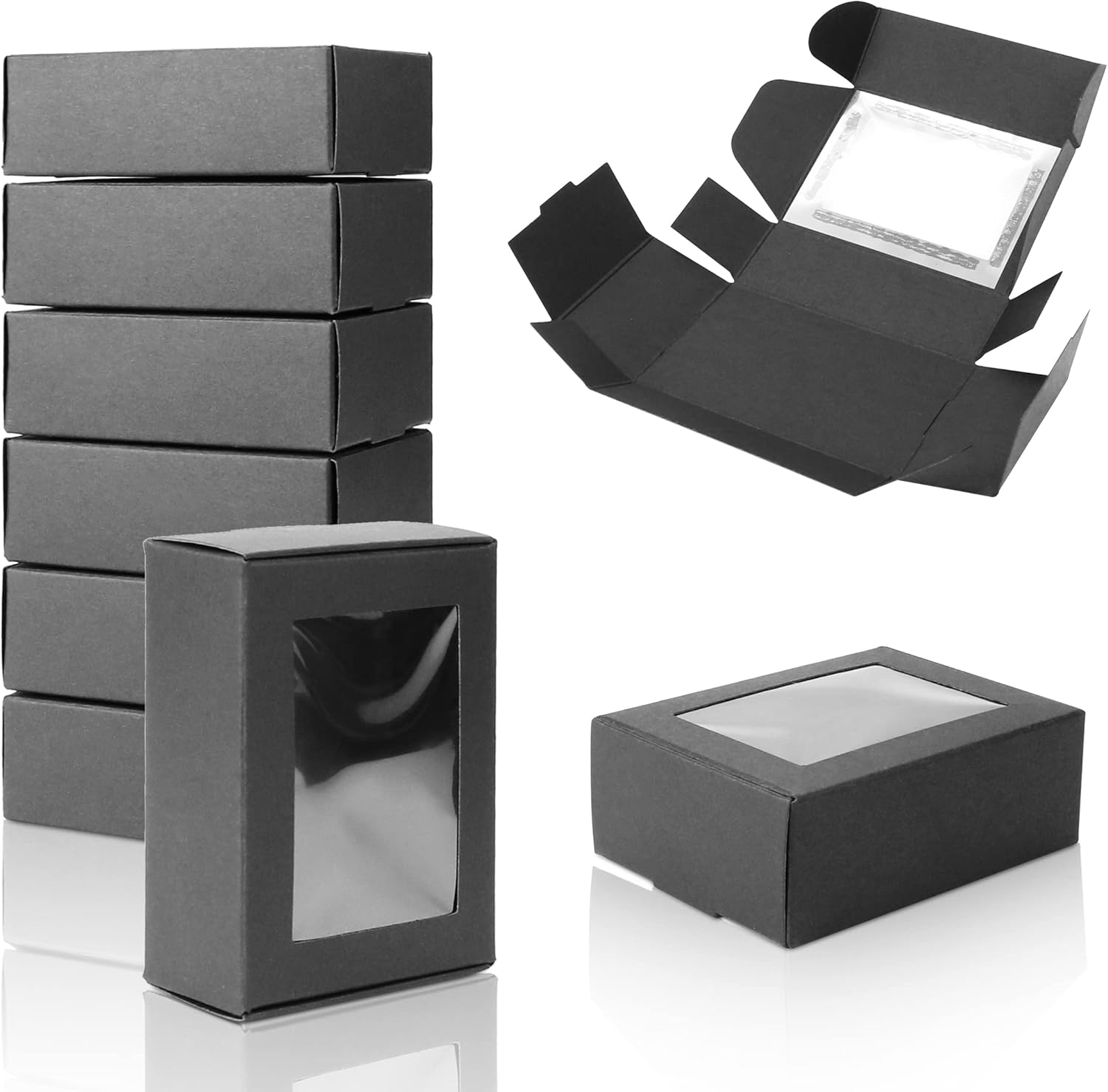 BadenBach 50-Pack Mini Kraft Gift Boxes with Clear Windows