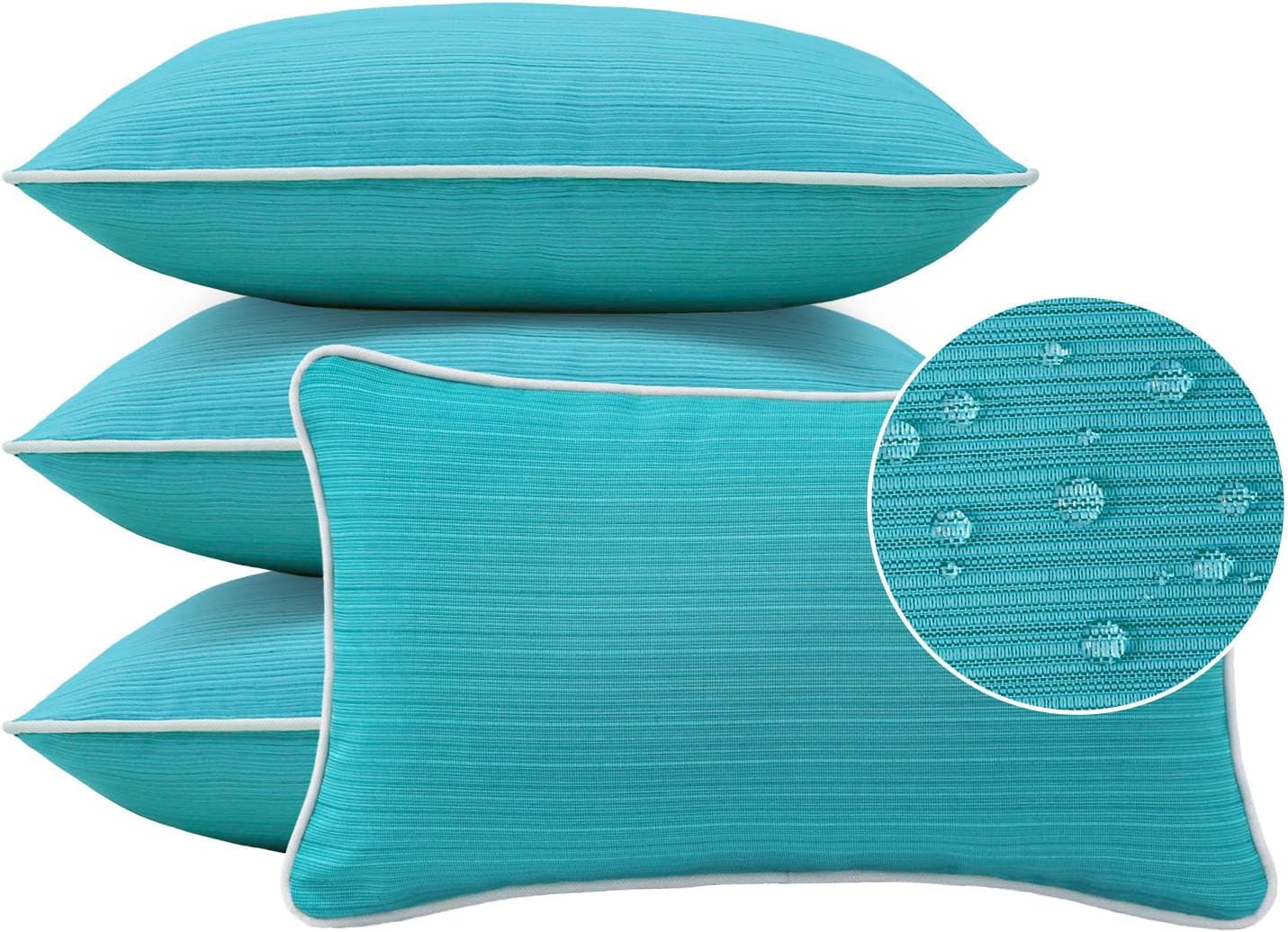 Unimatta Decorative Water Repellent Throw Pillows Set of 4 Turquoise
