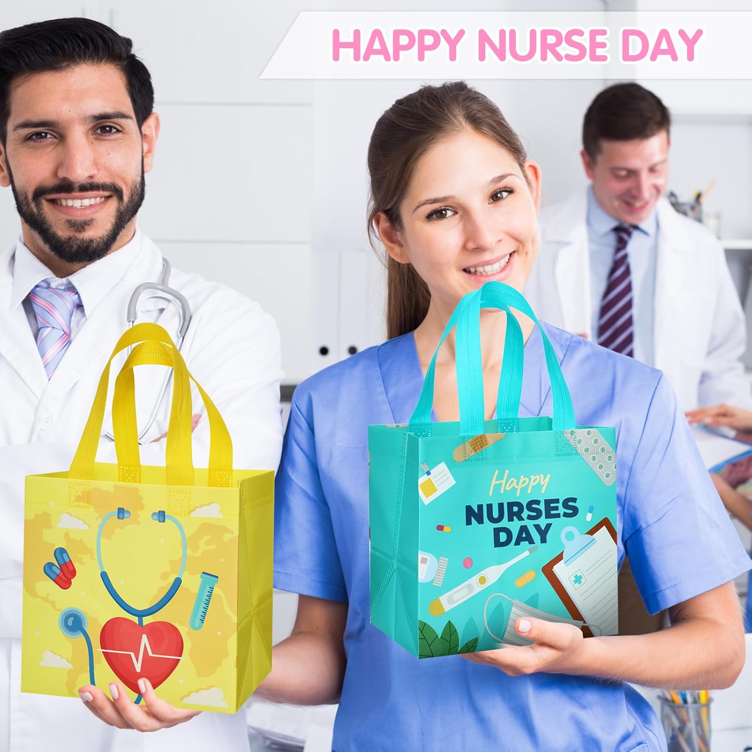 Kigeli 60 Pcs Nurse Appreciation Gift Bags with Handles