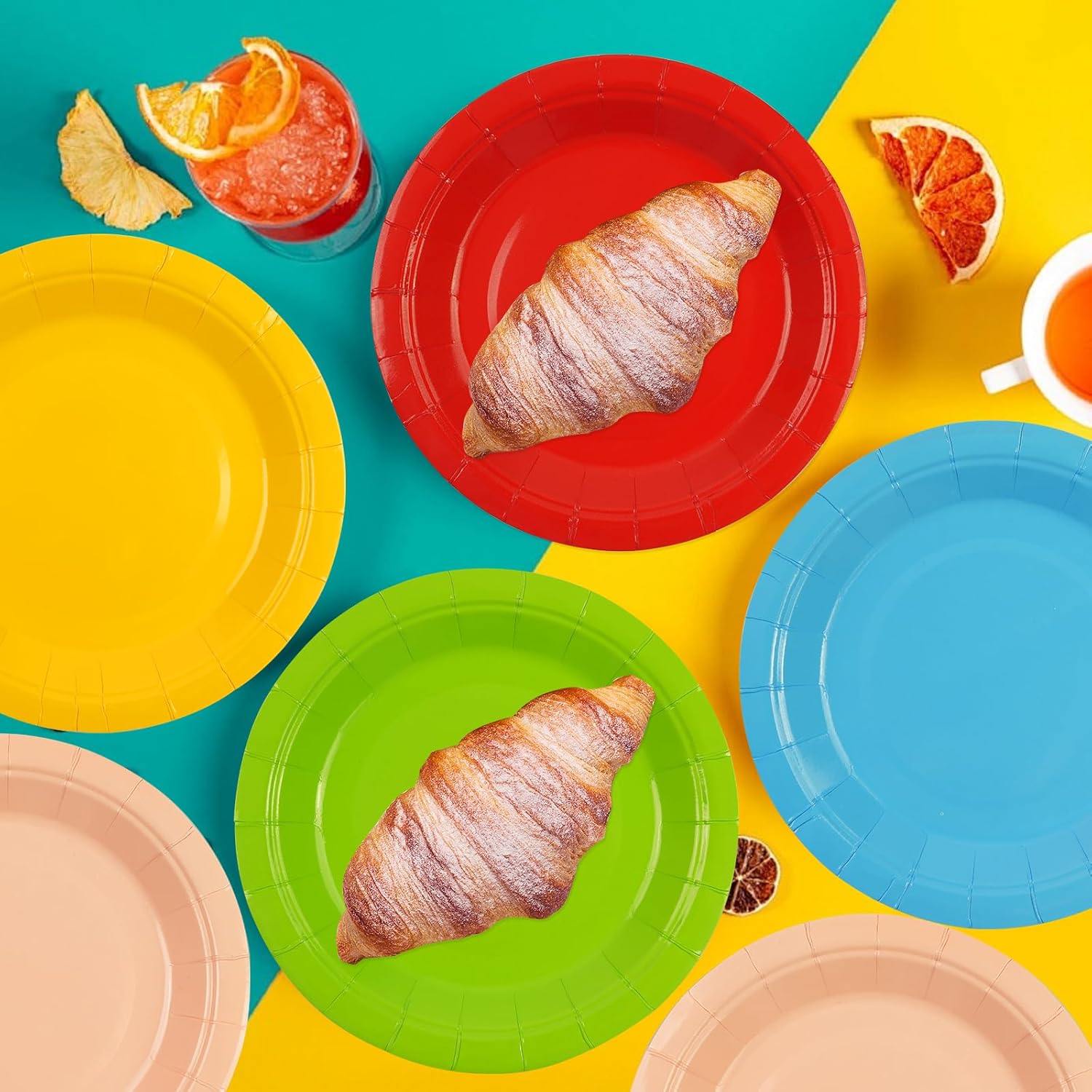 50PCS Rainbow Paper Plates for Parties