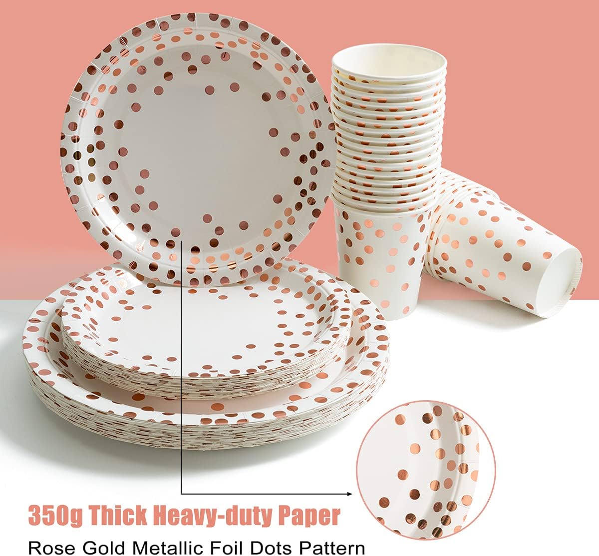 HOMIX 175 Piece Rose Gold Party Set for 25 Guests