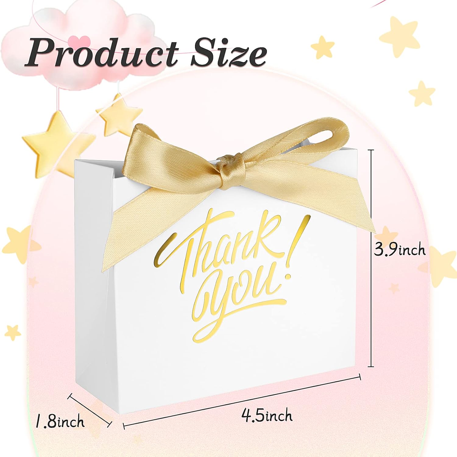 60 Pack Mini Thank You Gift Bags with Gold Foil Print