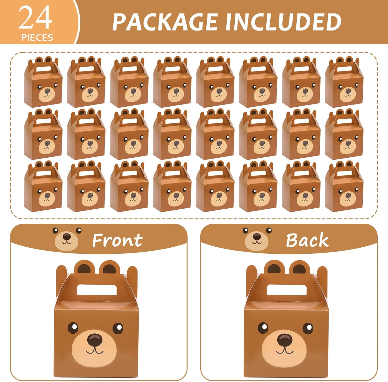 24Pcs Bear Treat Boxes For Baby Shower Party