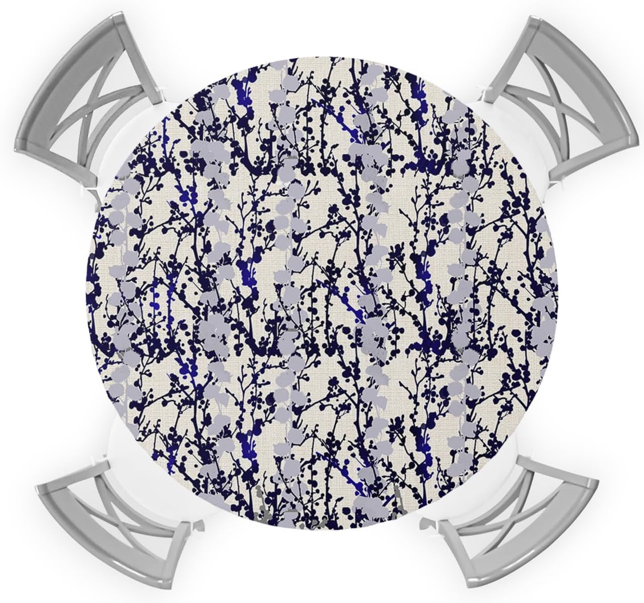 Gradient Branches Round Waterproof Table Cover Fitted Tablecloth