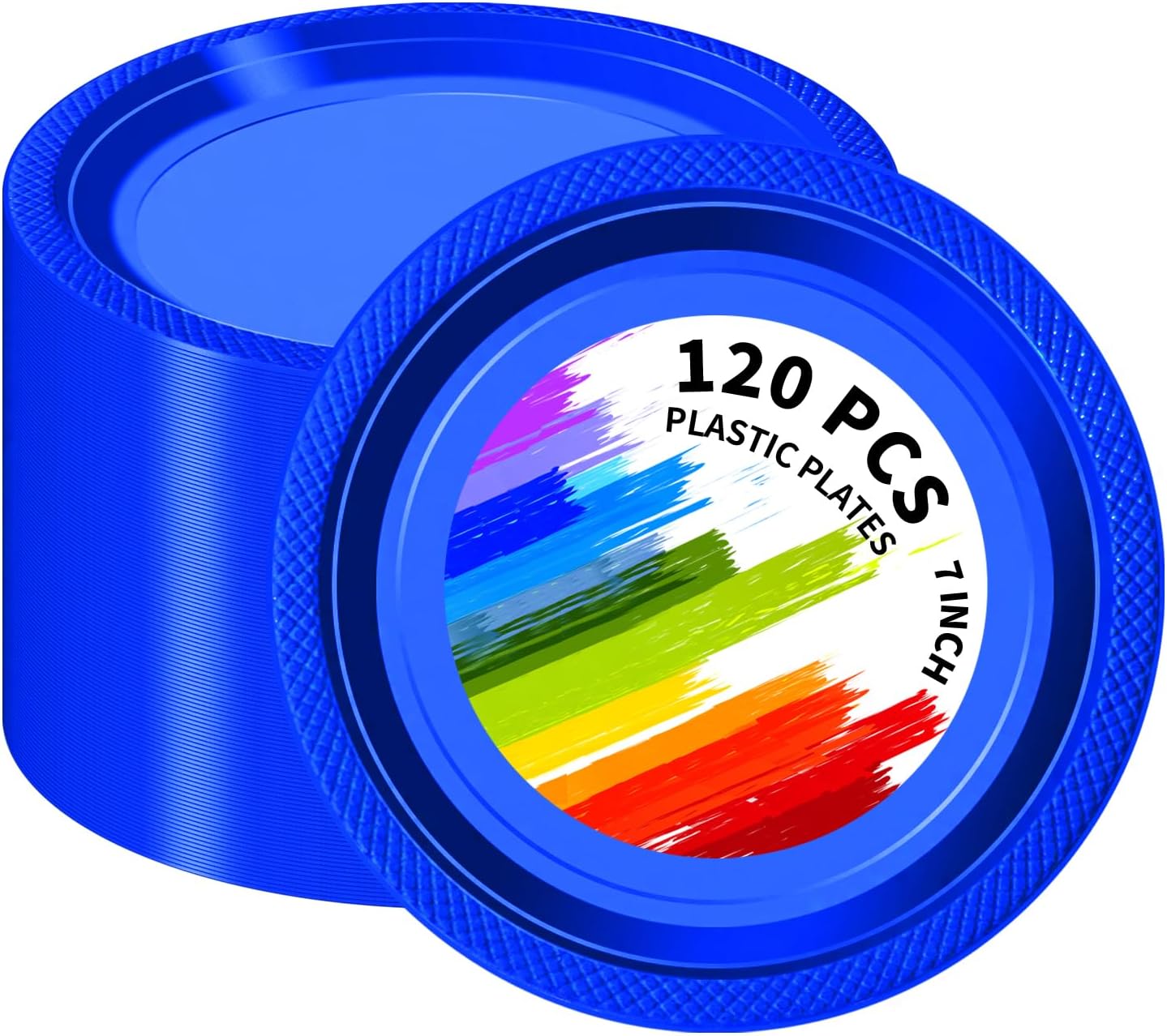 120 PCS Blue Plastic Plates 7 Inch Party Set