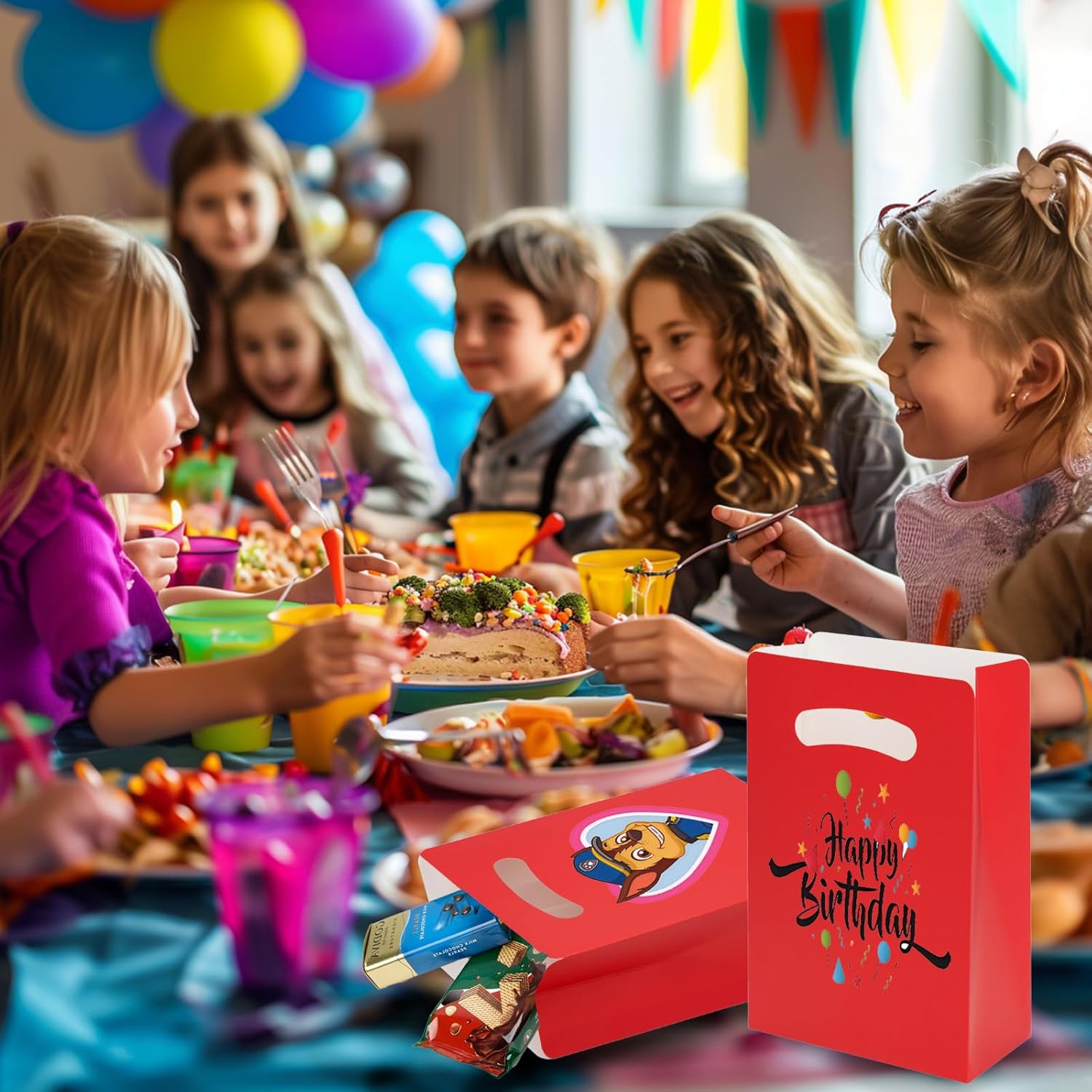 UnicoPak 16 Red Party Favor Bags with Handle for Birthday Party
