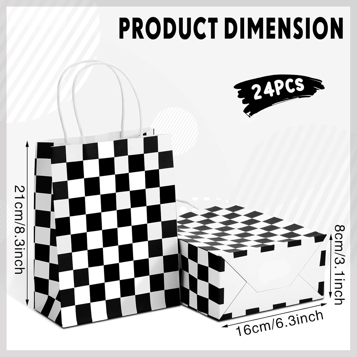 Gersoniel 24 Checkered Race Treat Bags with Handle