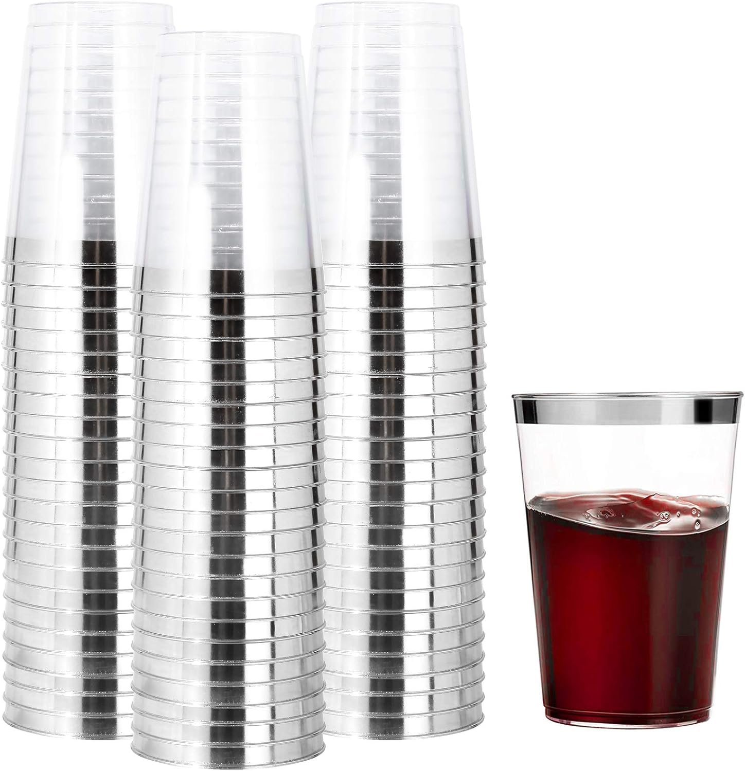 200pcs Silver Disposable Plastic Cups 10 oz