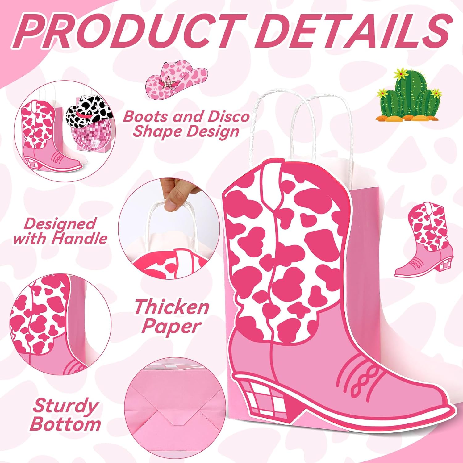 12PCS Disco Cowgirl Party Favor Bags for Western Themed Events