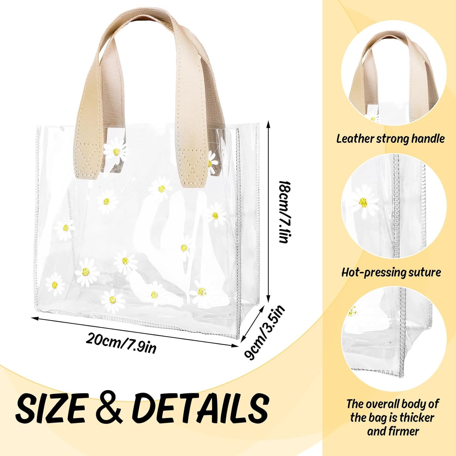 Whaline 12Pcs Clear PVC Gift Bags with Handle