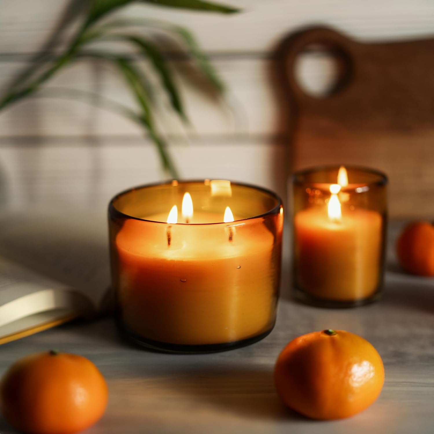 Spruce Essential Oil Candle in Amber Glass Vessel