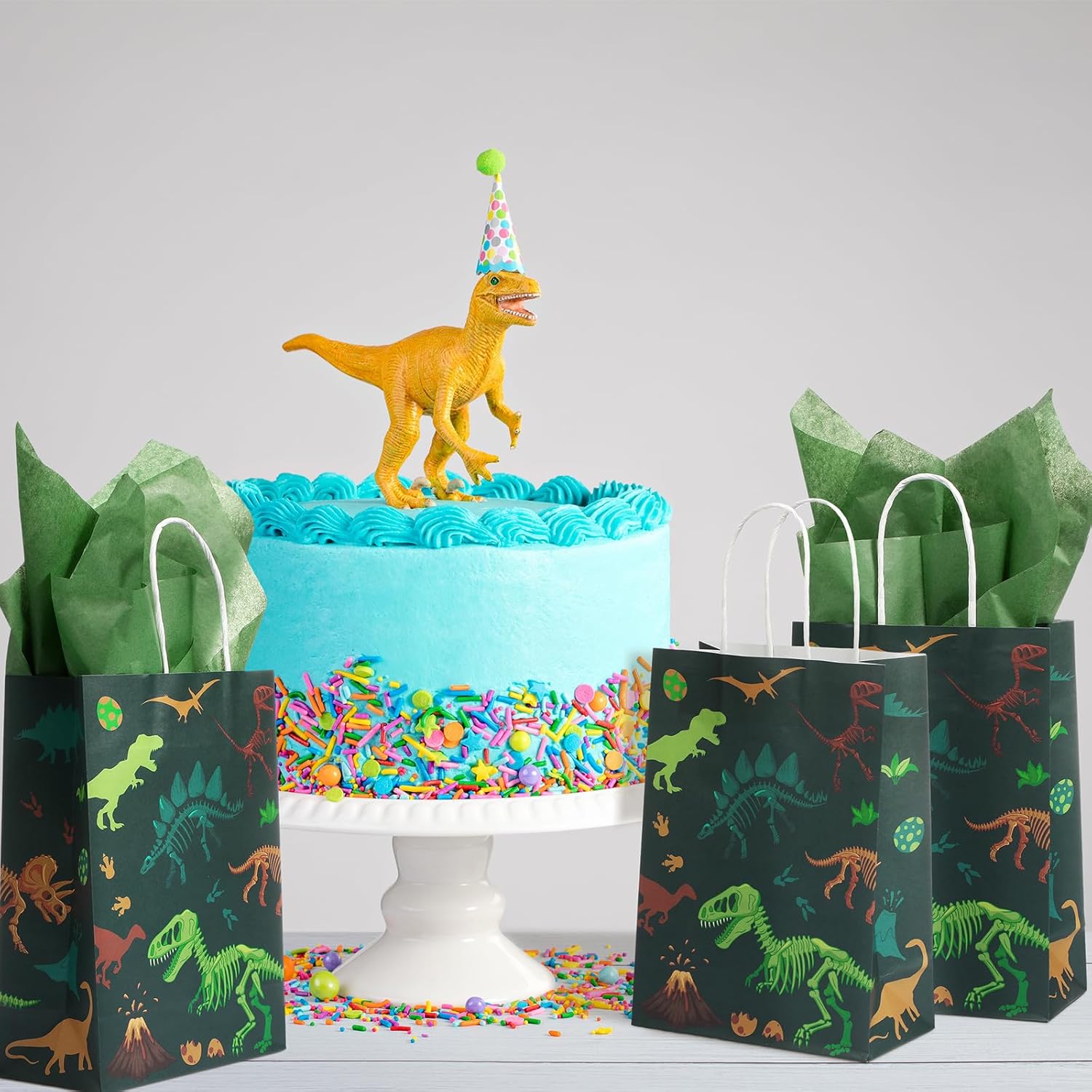 Capoda Dinosaur Gift Bags with Tissue Paper 16 Pcs