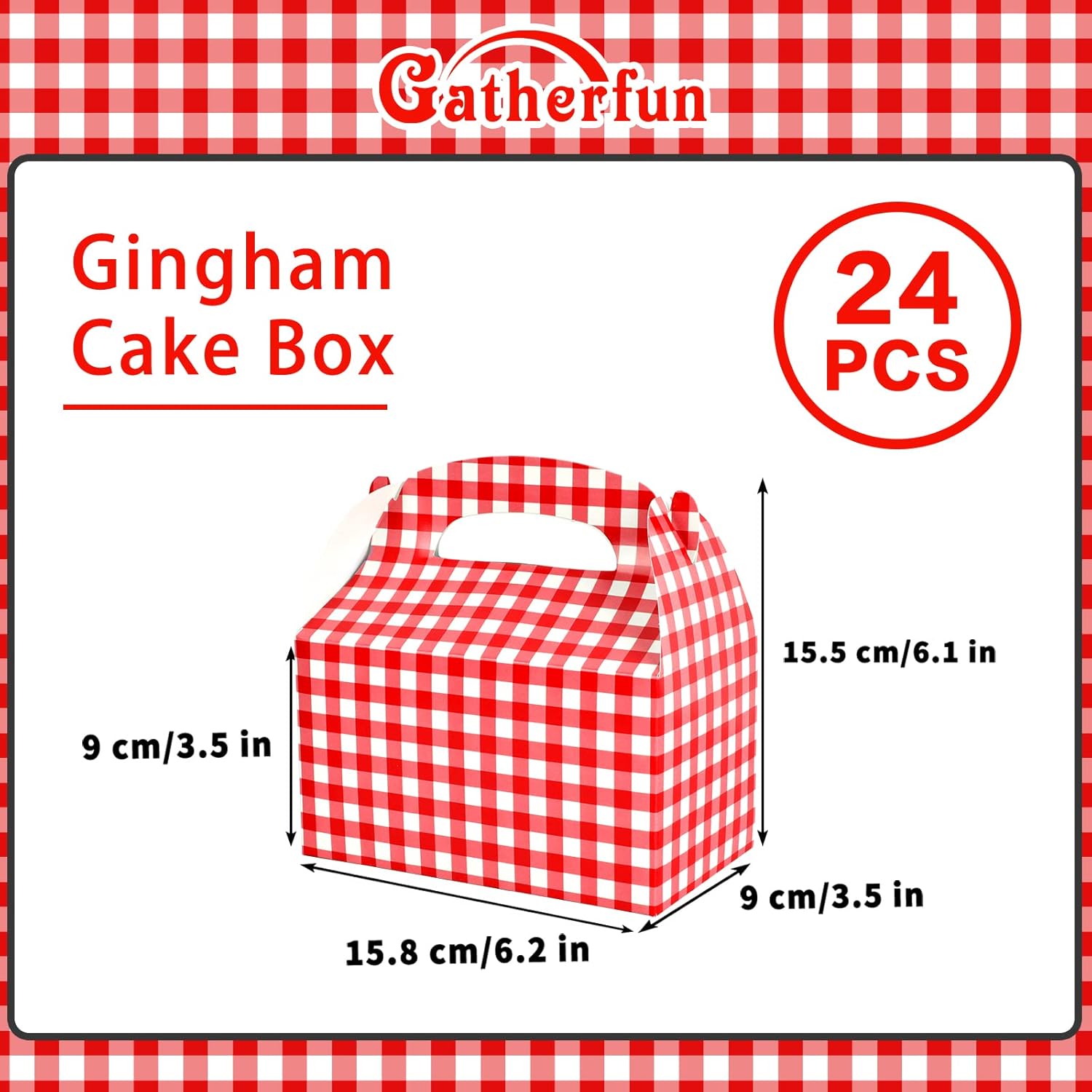 Red and White Gingham Treat Boxes 24-Pack