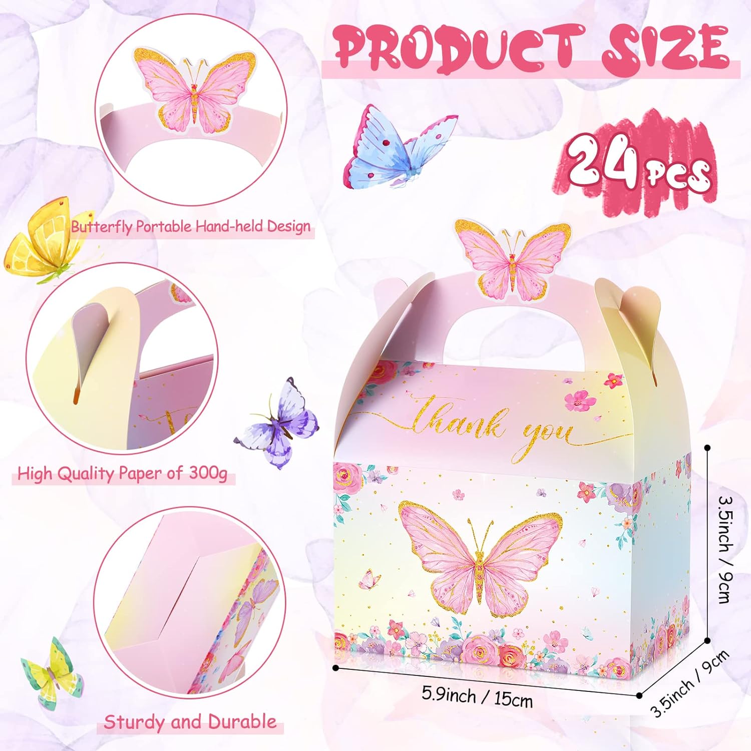 Nezyo 24 Pcs Butterfly Party Favor Treat Boxes