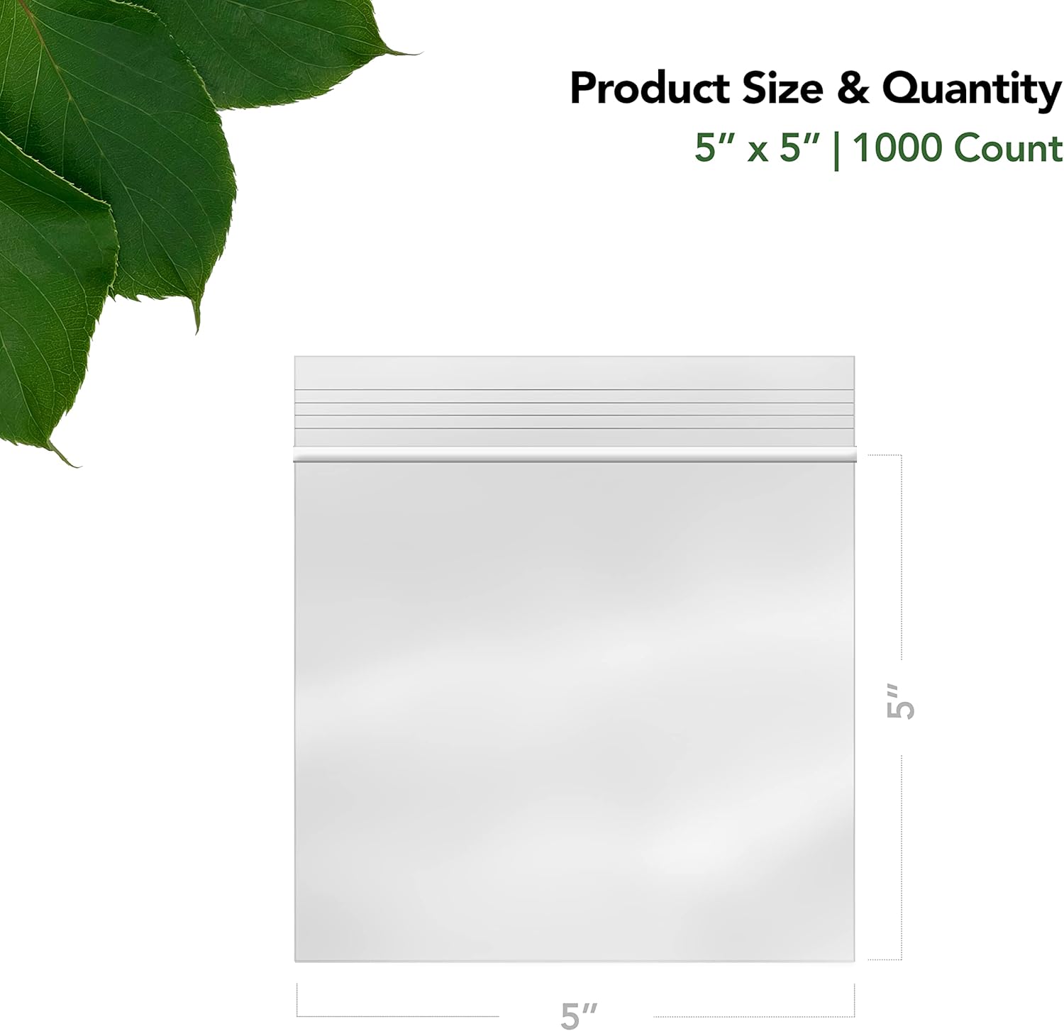 5x5 Inch Clear Resealable Plastic Bags 1000 Pack
