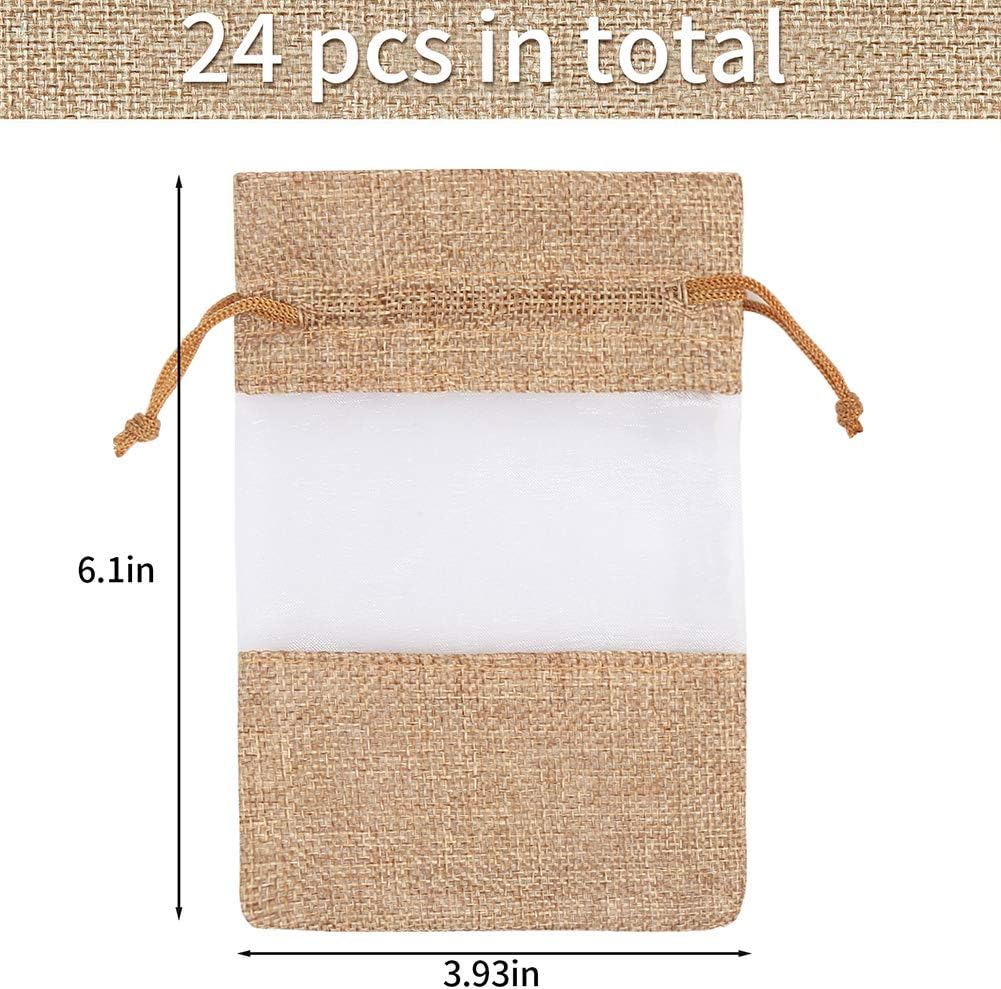 CCINEE 24pcs Burlap Drawstring Gift Bags