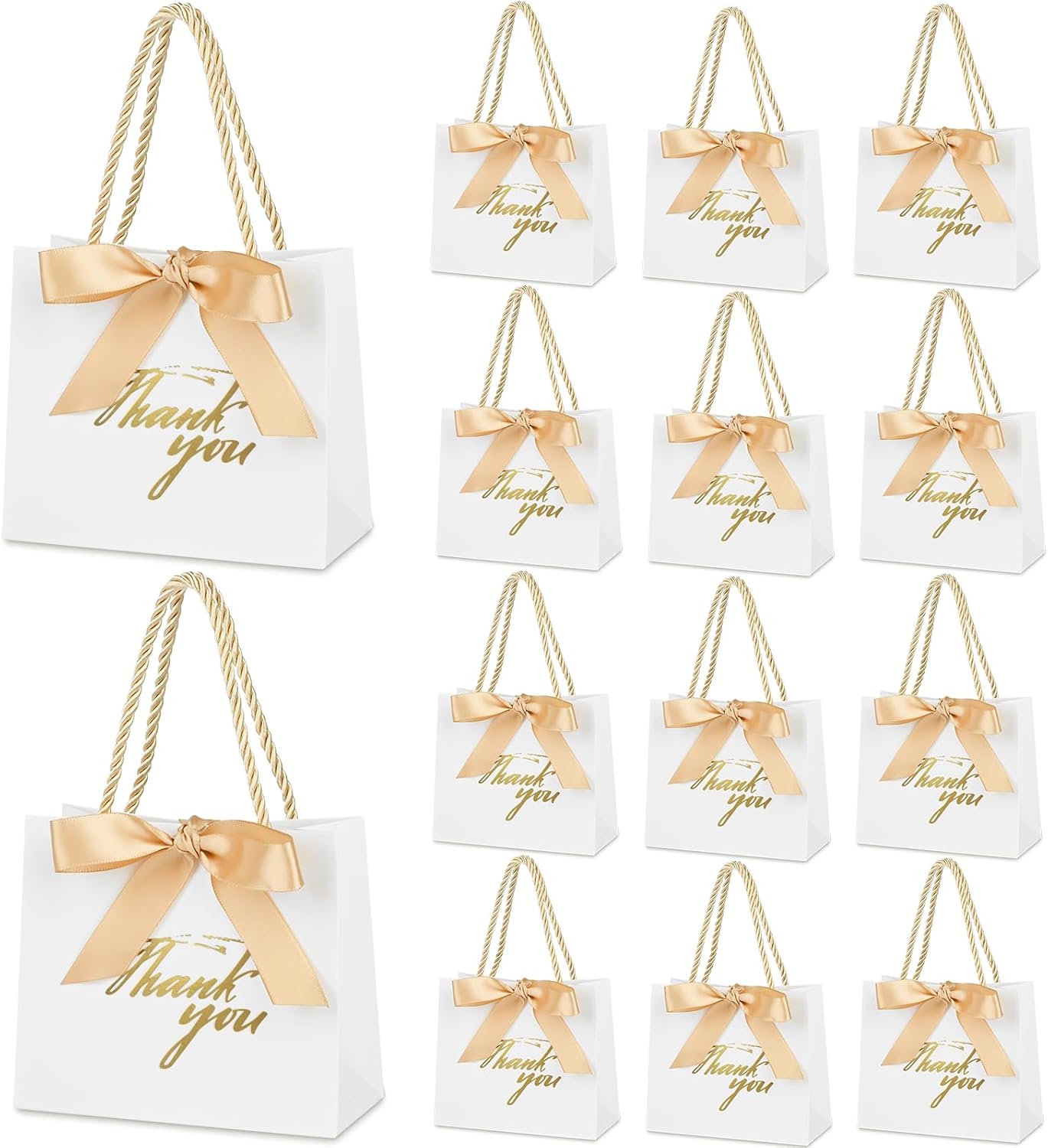 Mauproy 20 Pack Small Thank You Gift Bags with Handles and Ribbons