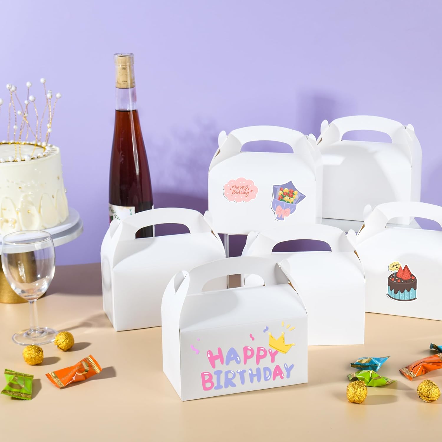 DjinnGlory 36 Pack White Treat Boxes with Handle
