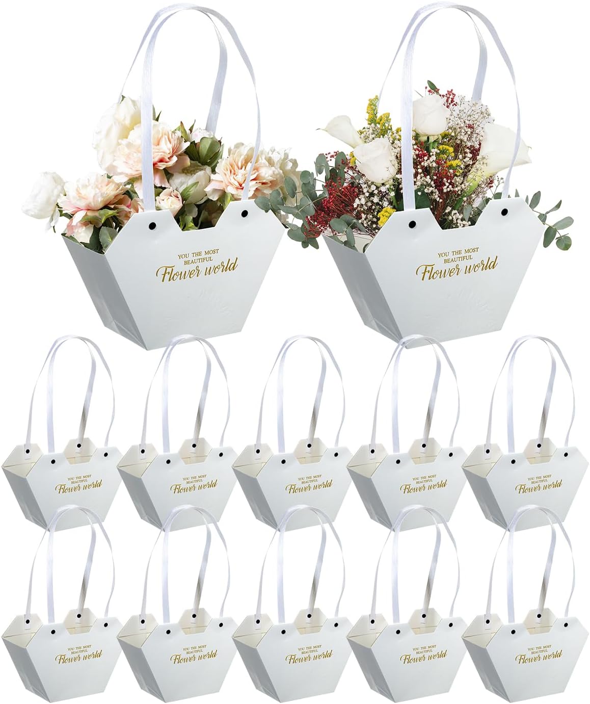 Liobelon 12 Pack Flower Gift Bags With Handles