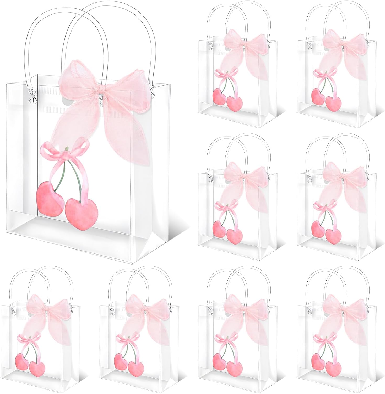 FYSUIMU 12 Pcs Pink Bow Party Favor Bags with Handles