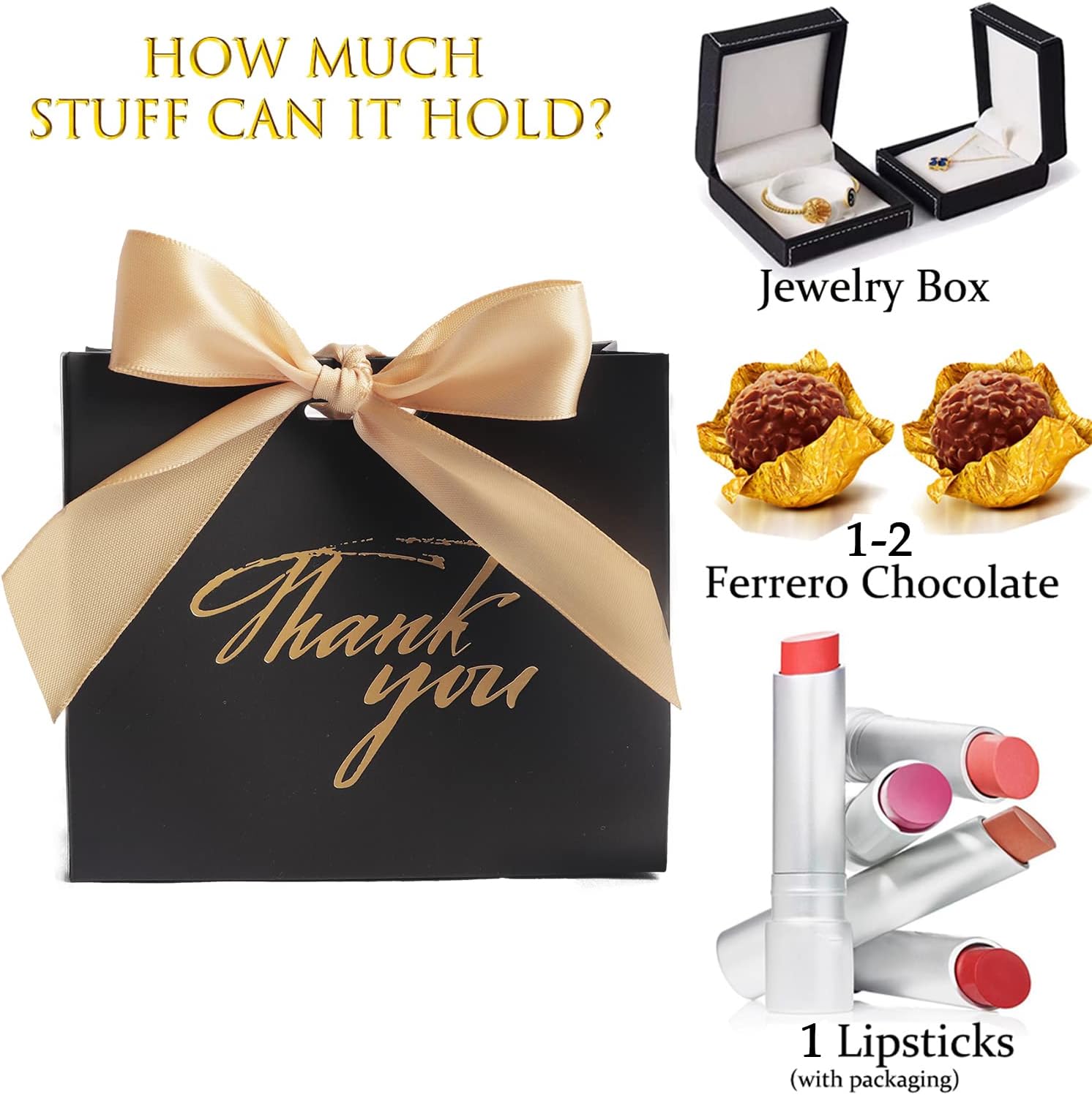 DECHISY 24 Pack Small Gift Bags with Gold Bow