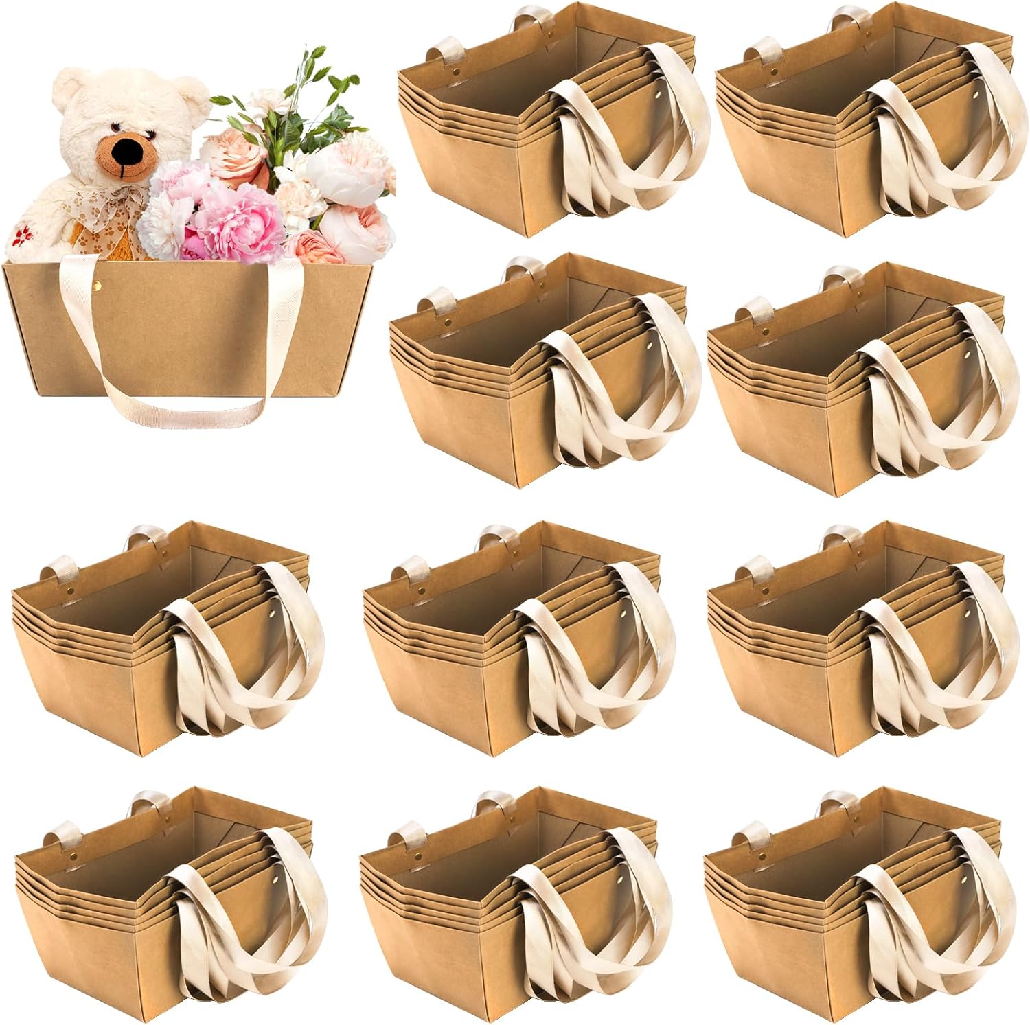 Cedilis 50 Pack Kraft Gift Baskets with Handles