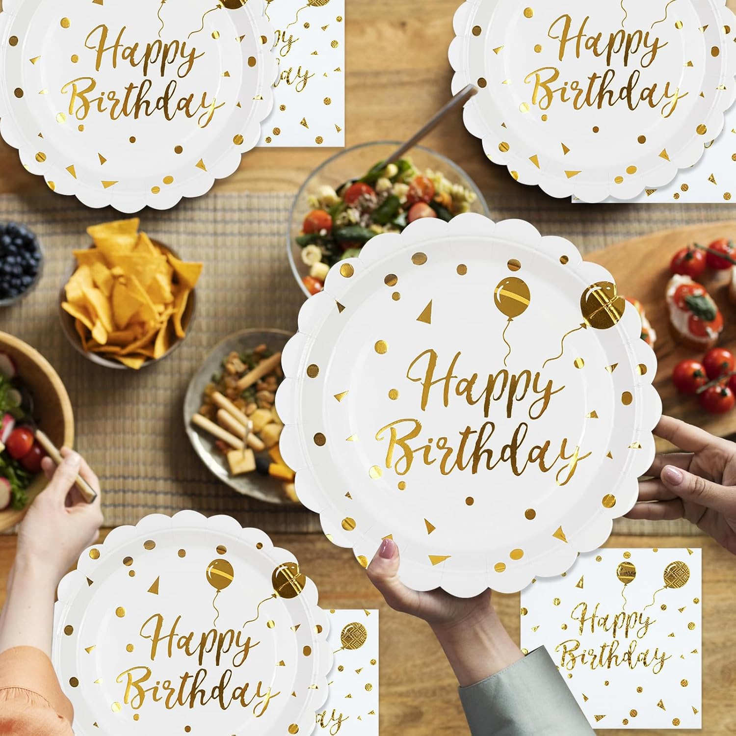 50PCS Happy Birthday Party Plates and Napkins Set