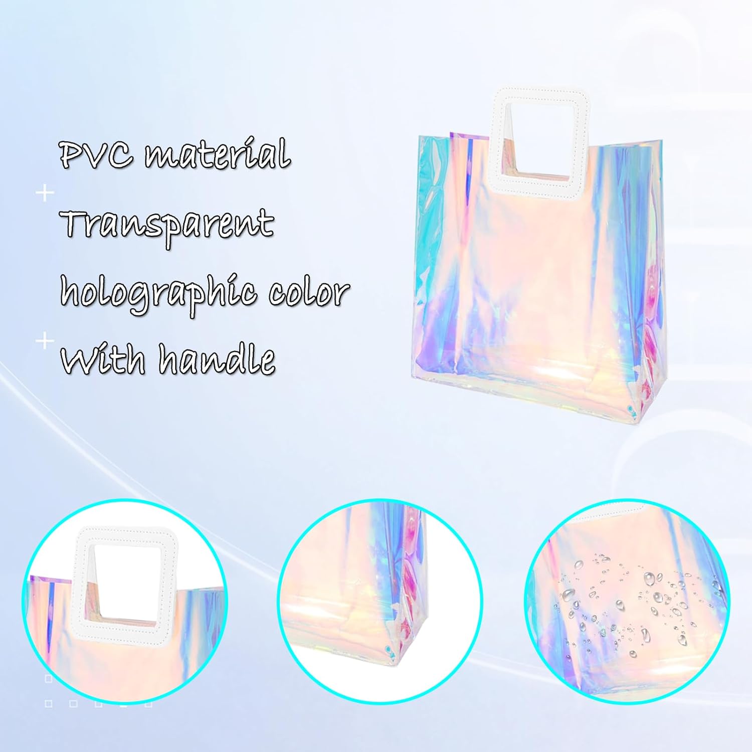 Voittozege 20Pcs Clear Holographic Gift Bags with Handle