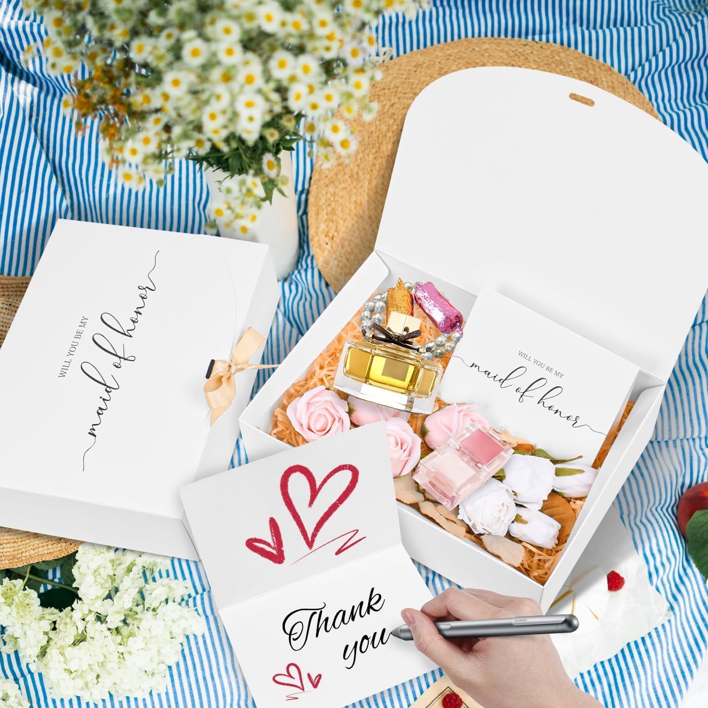 8 Pack Bridesmaid Proposal Boxes with Cards and Ribbons