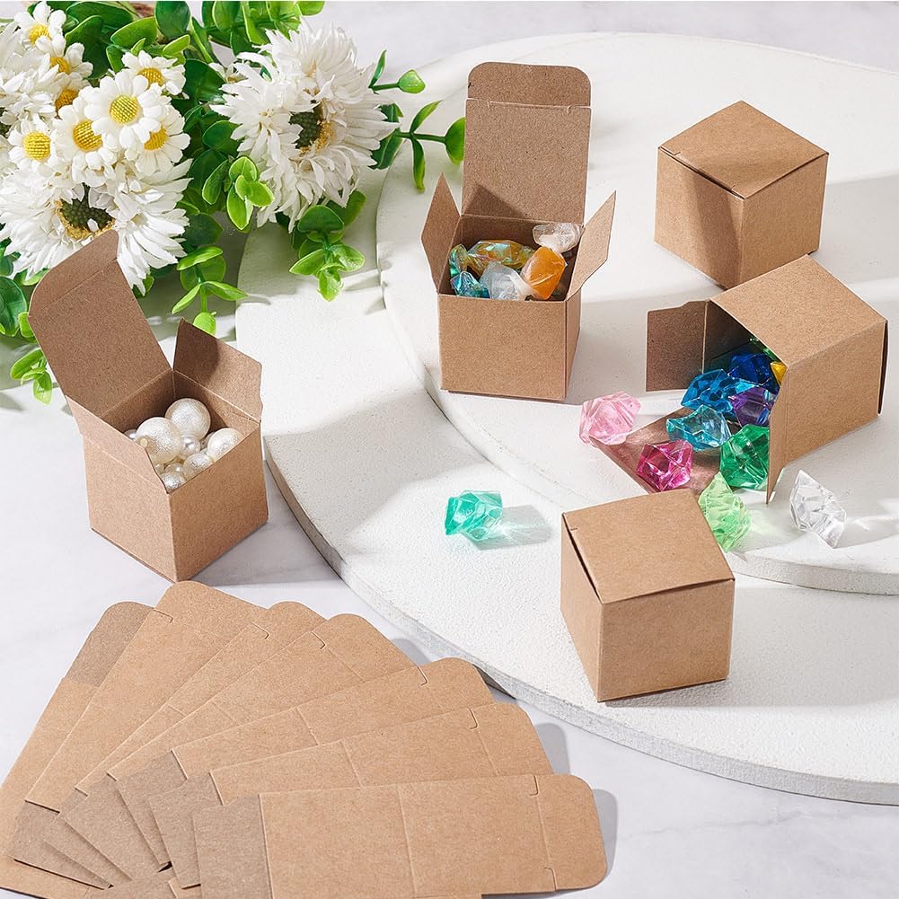 BENECREAT 50PCS Brown Paper Gift Boxes with Lids