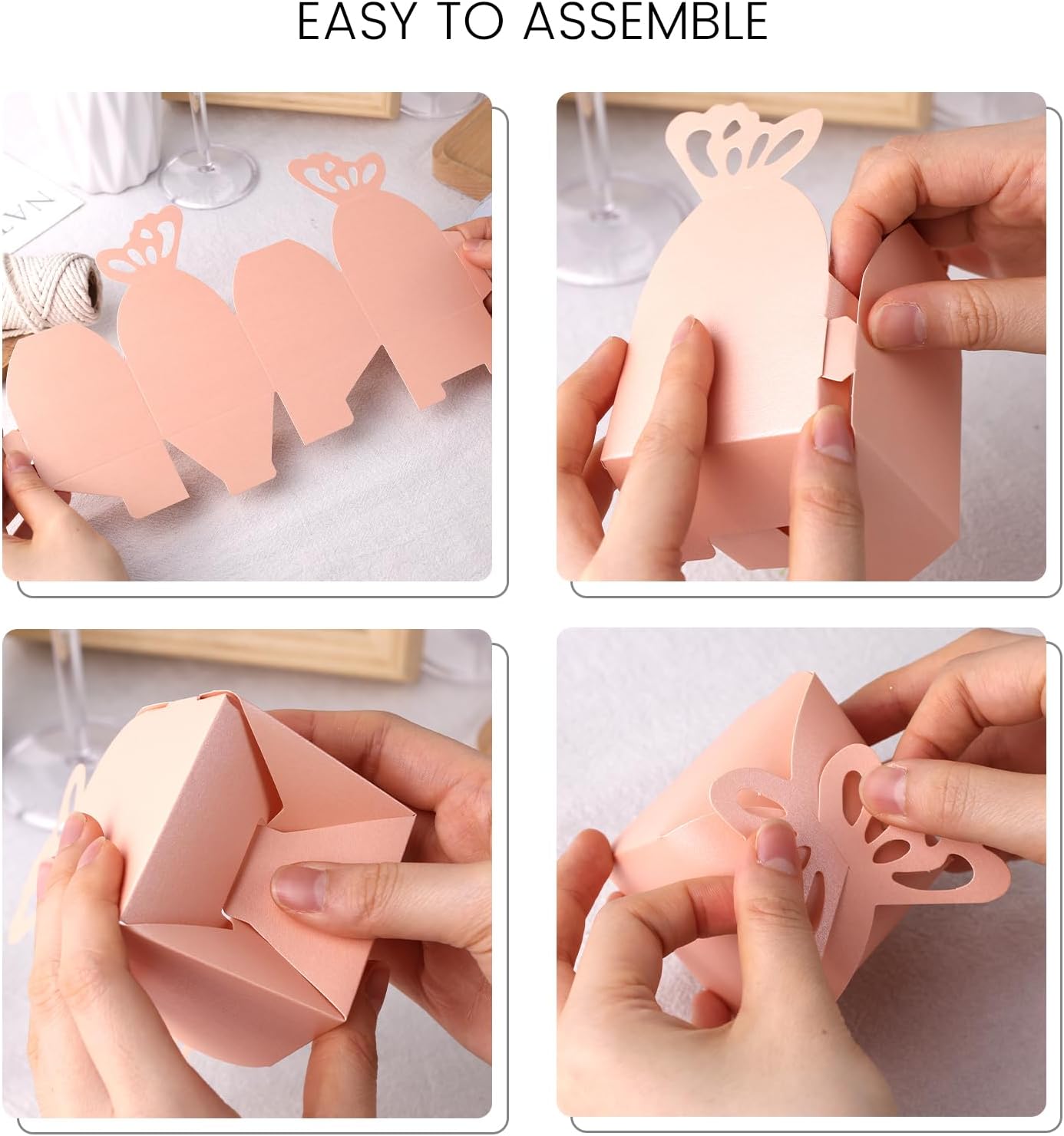 VGOODALL 50PCS Pink Butterfly Candy Boxes for Party Favors