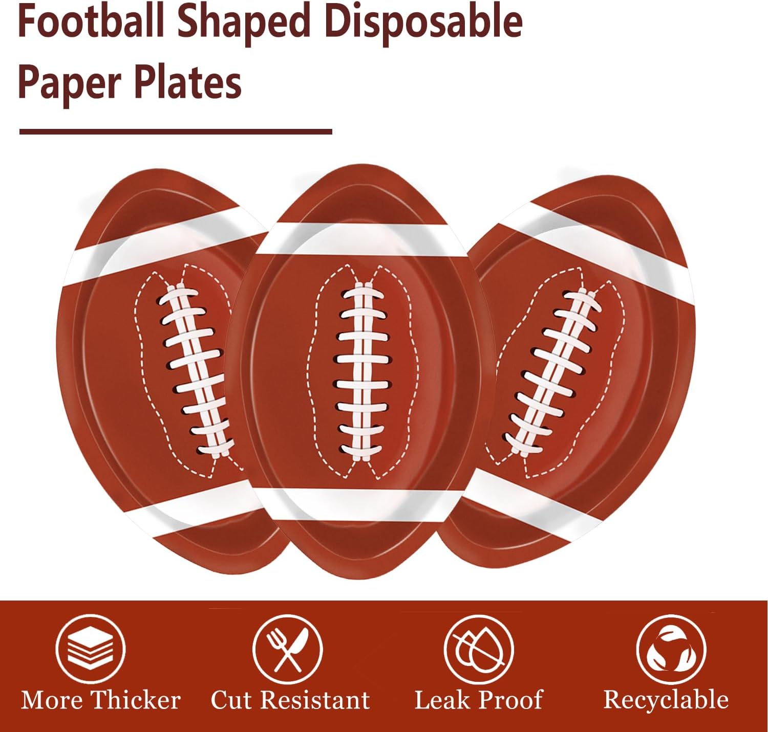 50Pcs Football Shaped Disposable Paper Plates