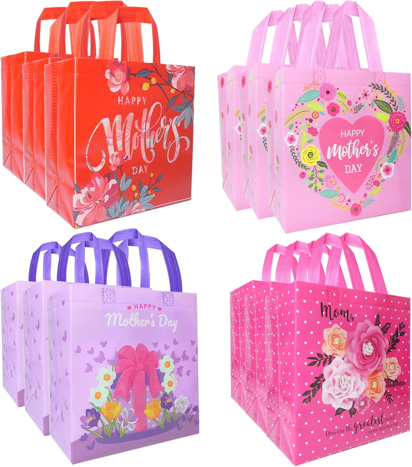HADDIY Mothers Day Tote Gift Bags 16 Pcs Floral Design