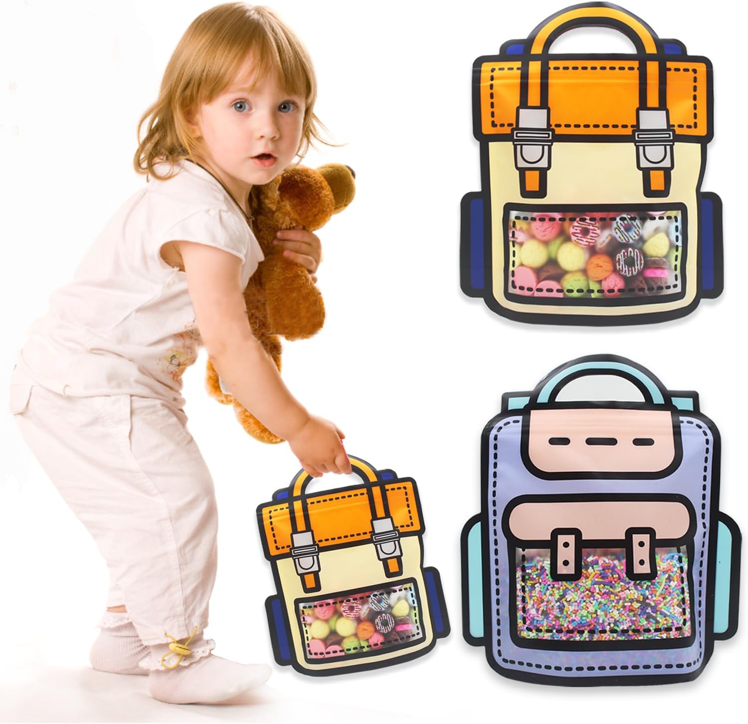 30 Pack Cartoon Gift Bags with Handle Reusable Ziplock