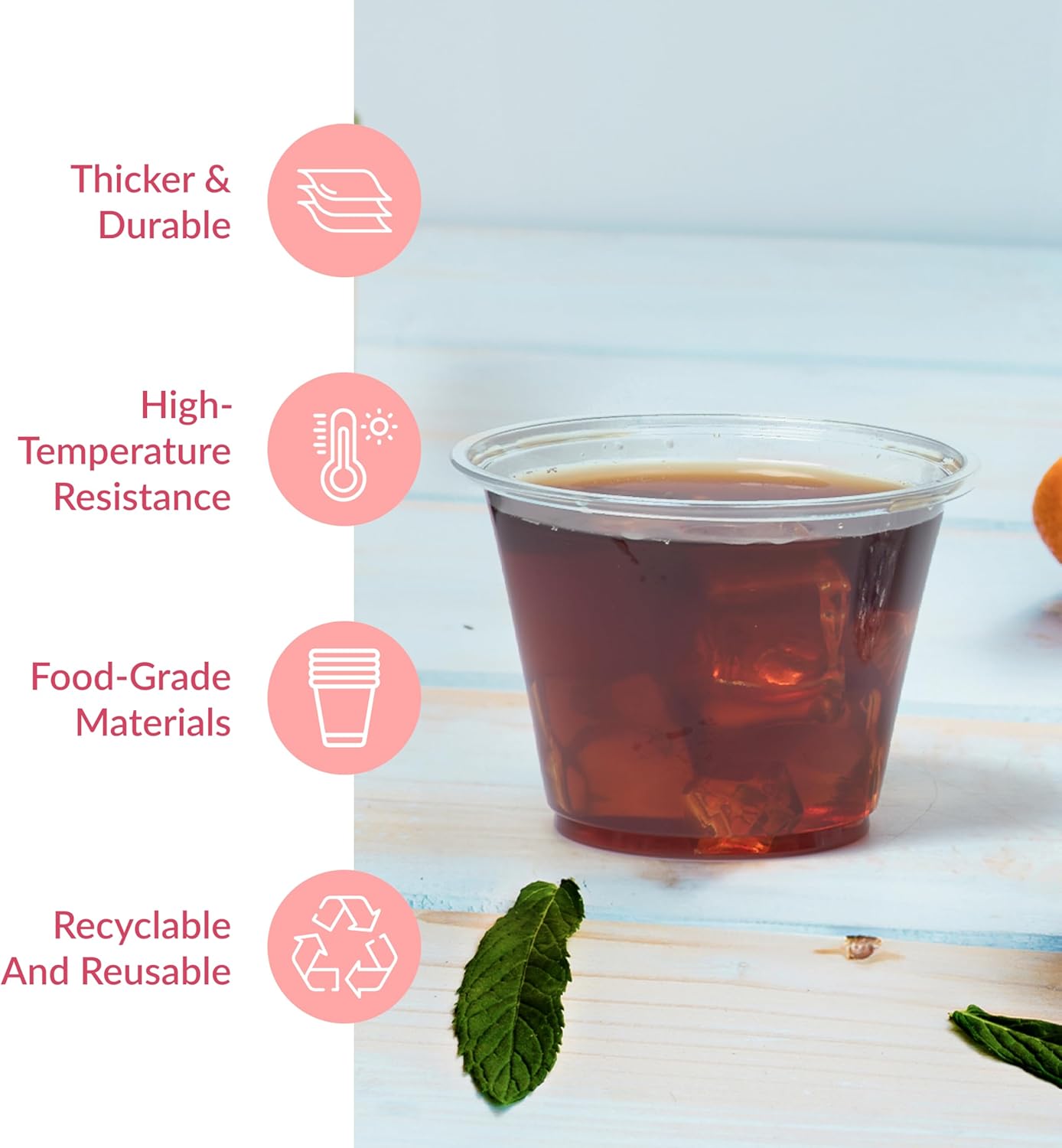 Prestee 500 Clear Plastic Cups 9 oz Cocktail Glasses