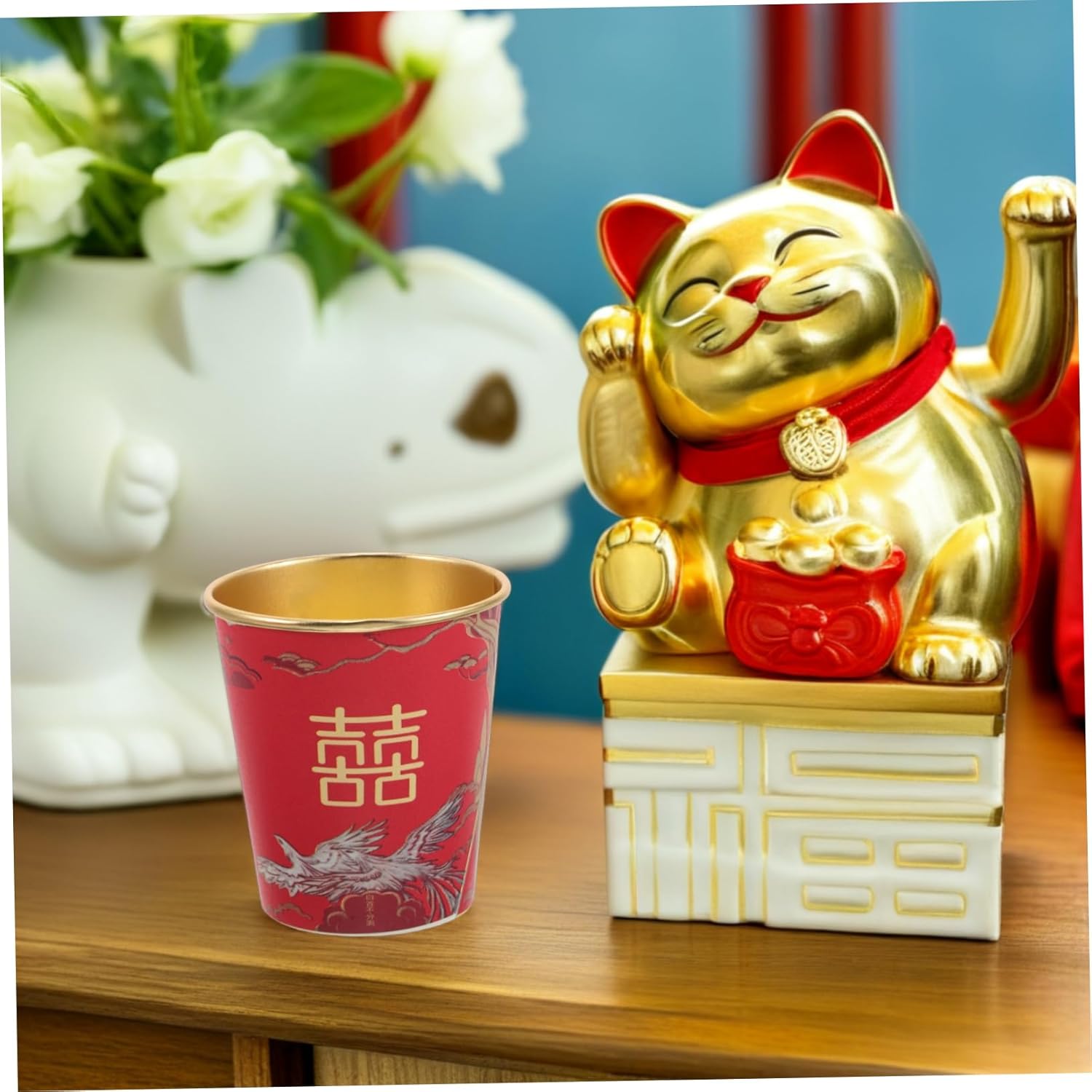 50pcs Gold Disposable Tea Cups for Bridal Shower and Wedding Reception