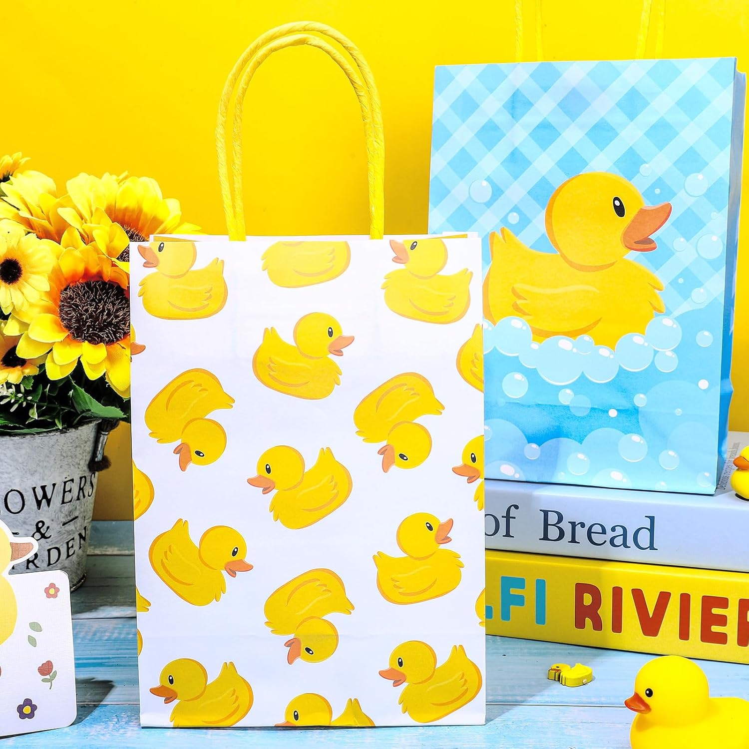 FYSUIMU 24Pcs Yellow Duck Gift Bags with Handles